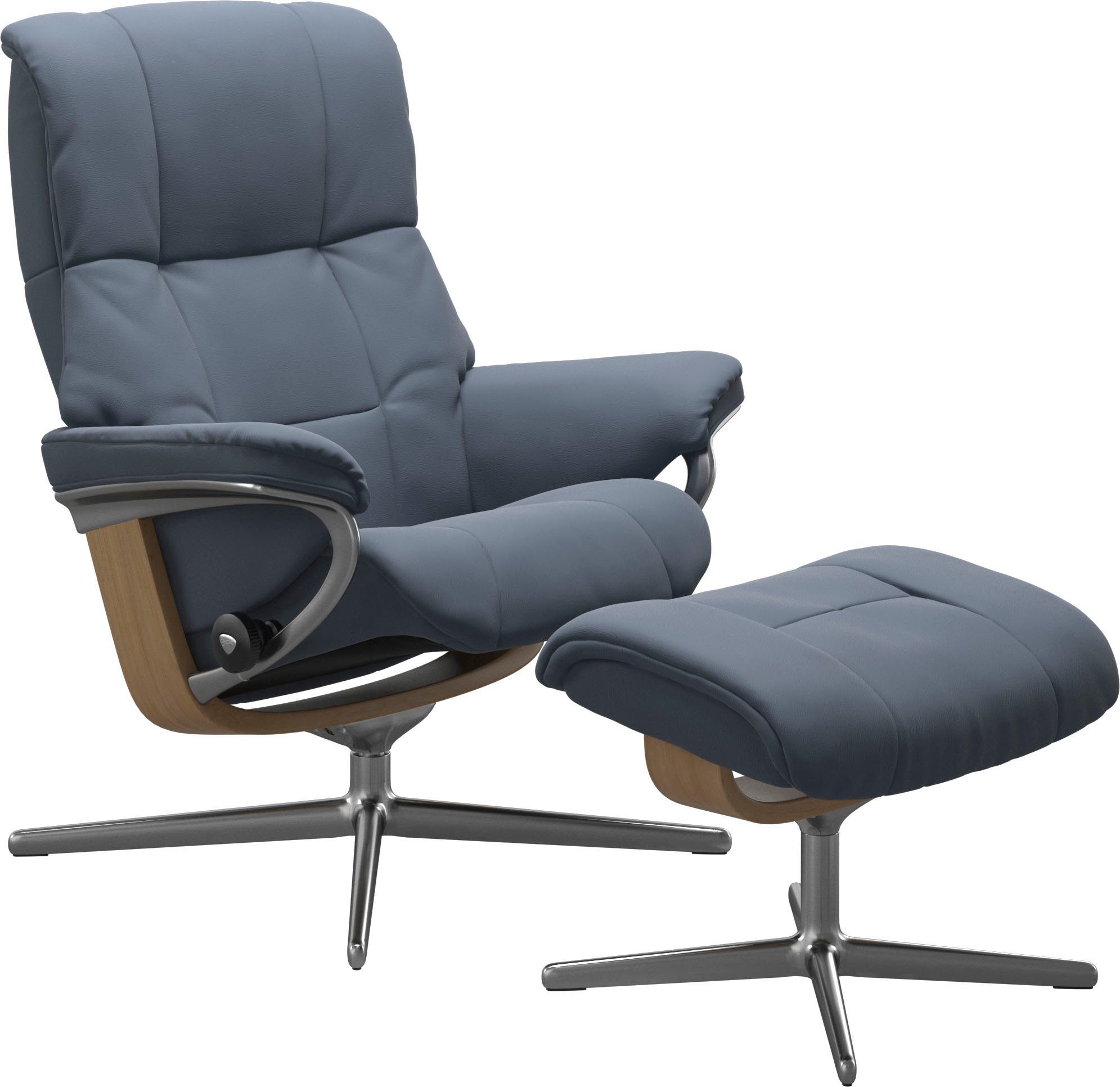 Stressless® Relaxsessel Hocker, Cross L, Relaxsessel S, Größe Eiche mit mit & Hocker), (Set, Mayfair mit Holzakzent M Base