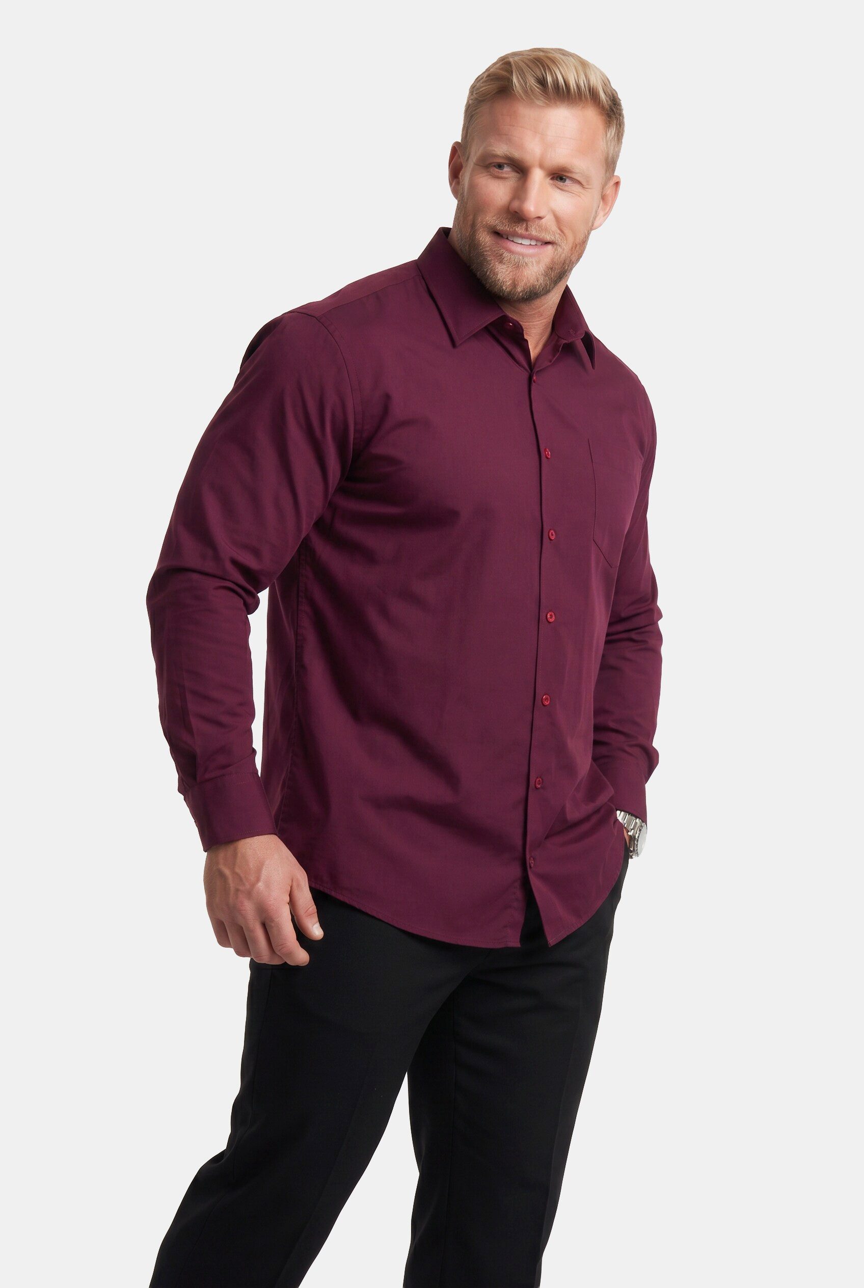 Men Plus Businesshemd Businesshemd Langarm EasyCare Kentkragen
