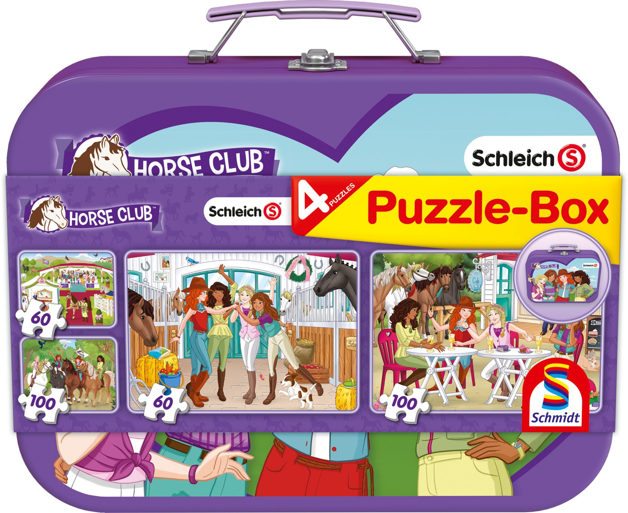 Schmidt Spiele Puzzle »Schleich, Horse Club, Puzzle-Box, 2x60, 2x100  Teile«, 320 Puzzleteile, im Metallkoffer online kaufen | OTTO