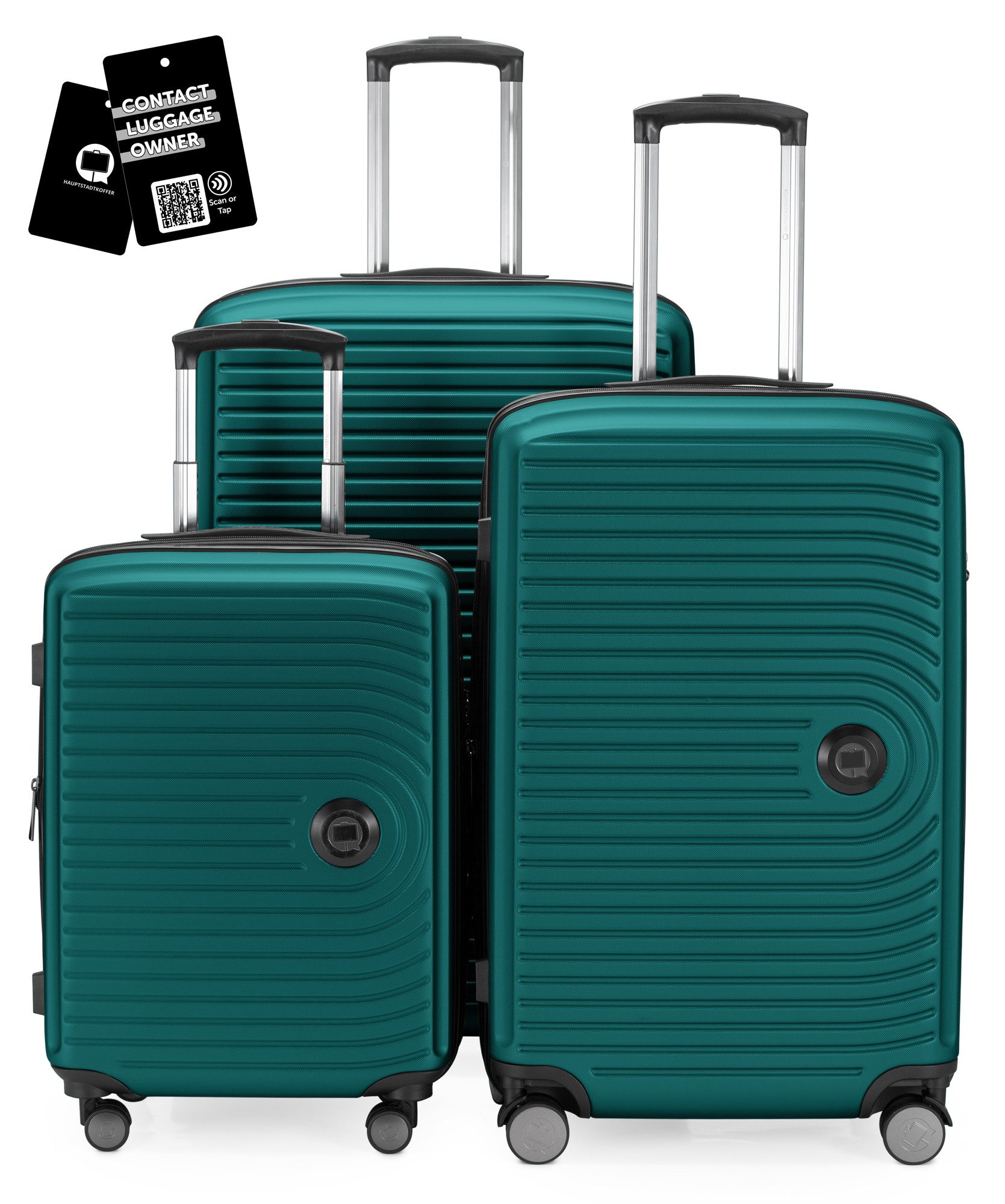 Hauptstadtkoffer Hartschalen-Trolley Mitte, 4 Rollen, 3er Koffer-Set, ineinander stapelbar, TSA