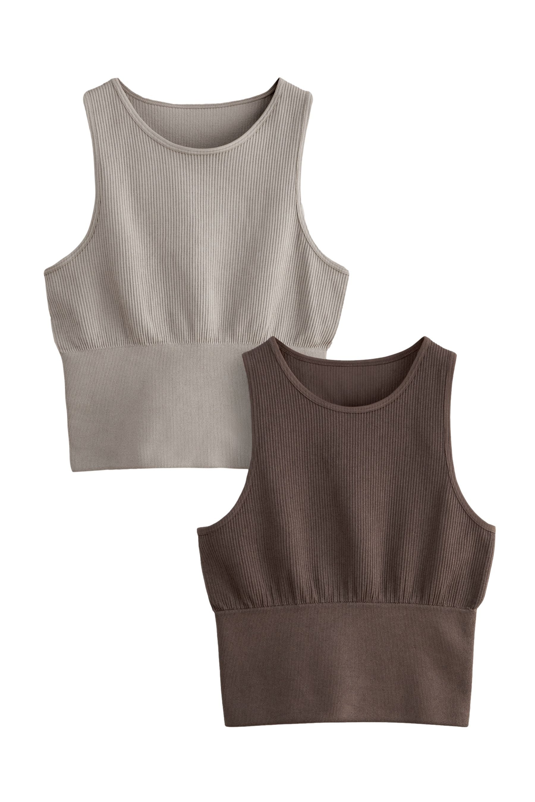 Shirttop 2er-Pack nahtlose, gerippte Trägertops
