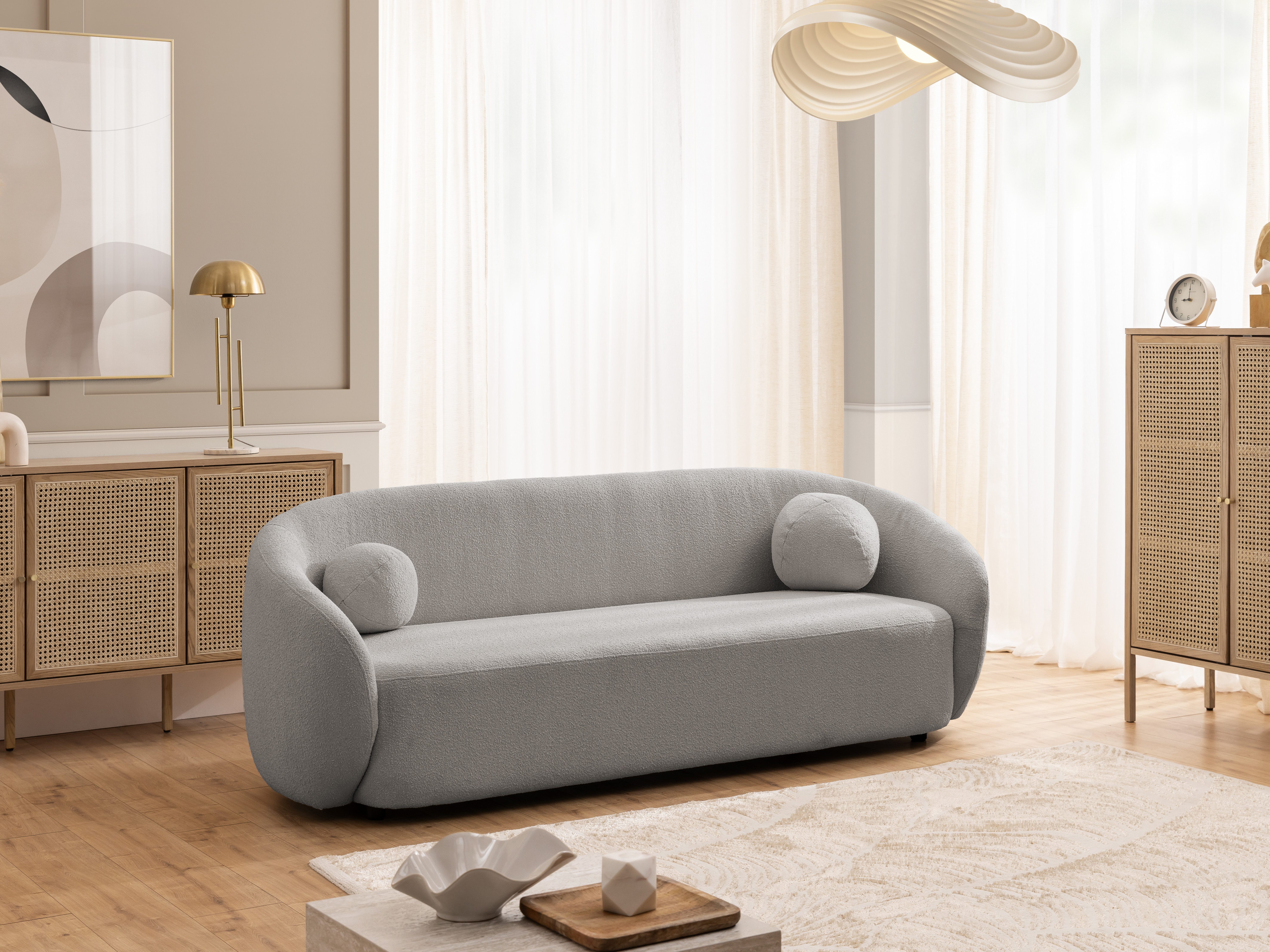 S-Style Möbel Polstergarnitur 3+2+1 Roundi, Bouclé, günstig online kaufen