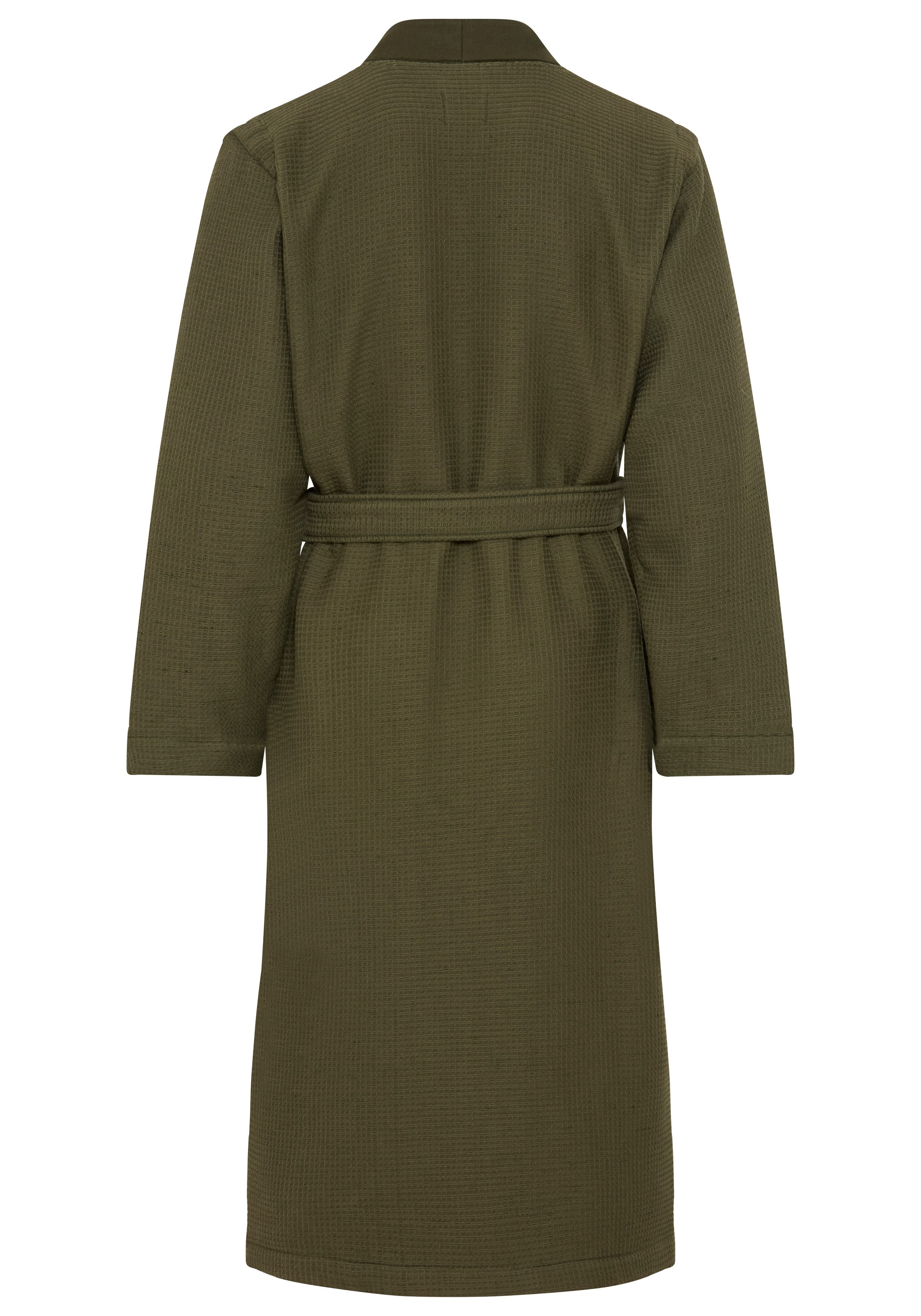 BOSS Morgenmantel Waffle Kimono, Gürtel, mit großem BOSS Logo aus Velours