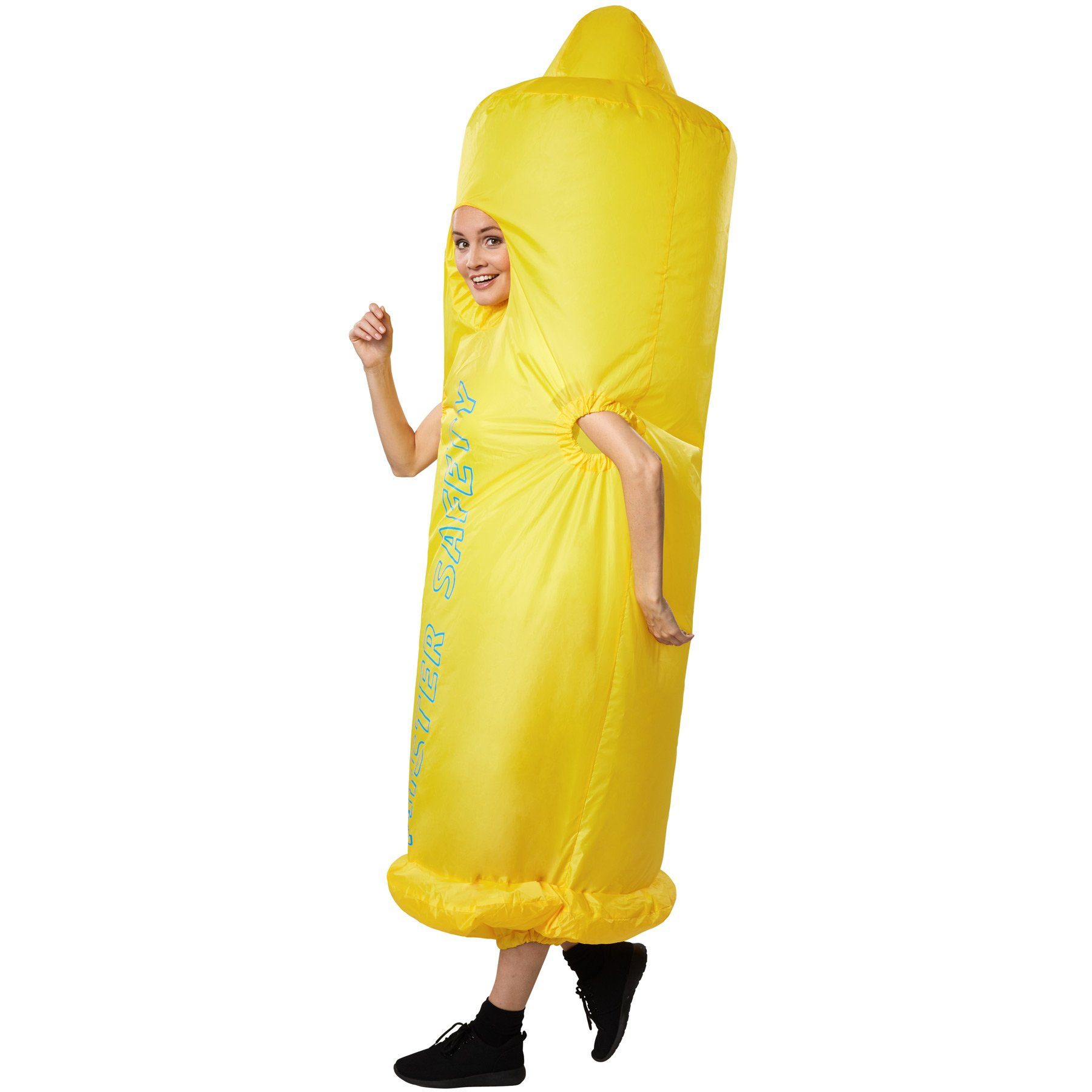 dressforfun Kostüm Selbstaufblasbares Kostüm Kondom, Anzug mit Aufschrift „Mister Safety“