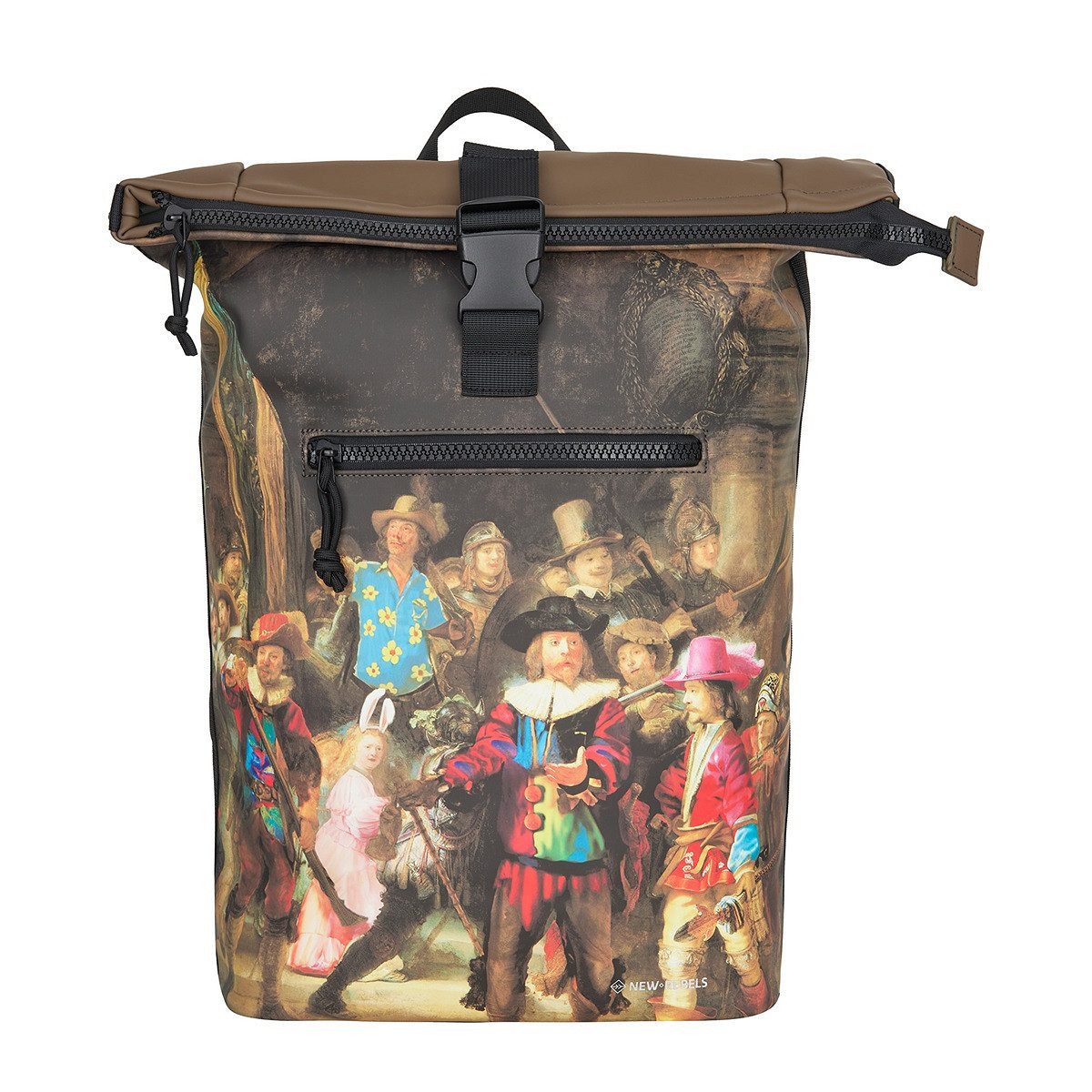 NEW REBELS Laptoprucksack Roll Up RollTop Kurier Rucksack Freizeitrucksack Mart Art New York, wasserabweisend, Laptopfach, Kunstmotiv Nachtwache