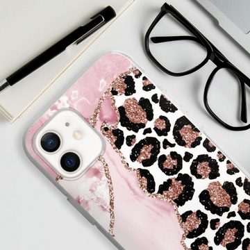 DeinDesign Handyhülle Leopard Glitzer Look Marmor Patterns and Textures Smooth Pink, Apple iPhone 12 Silikon Hülle Bumper Case Handy Schutzhülle