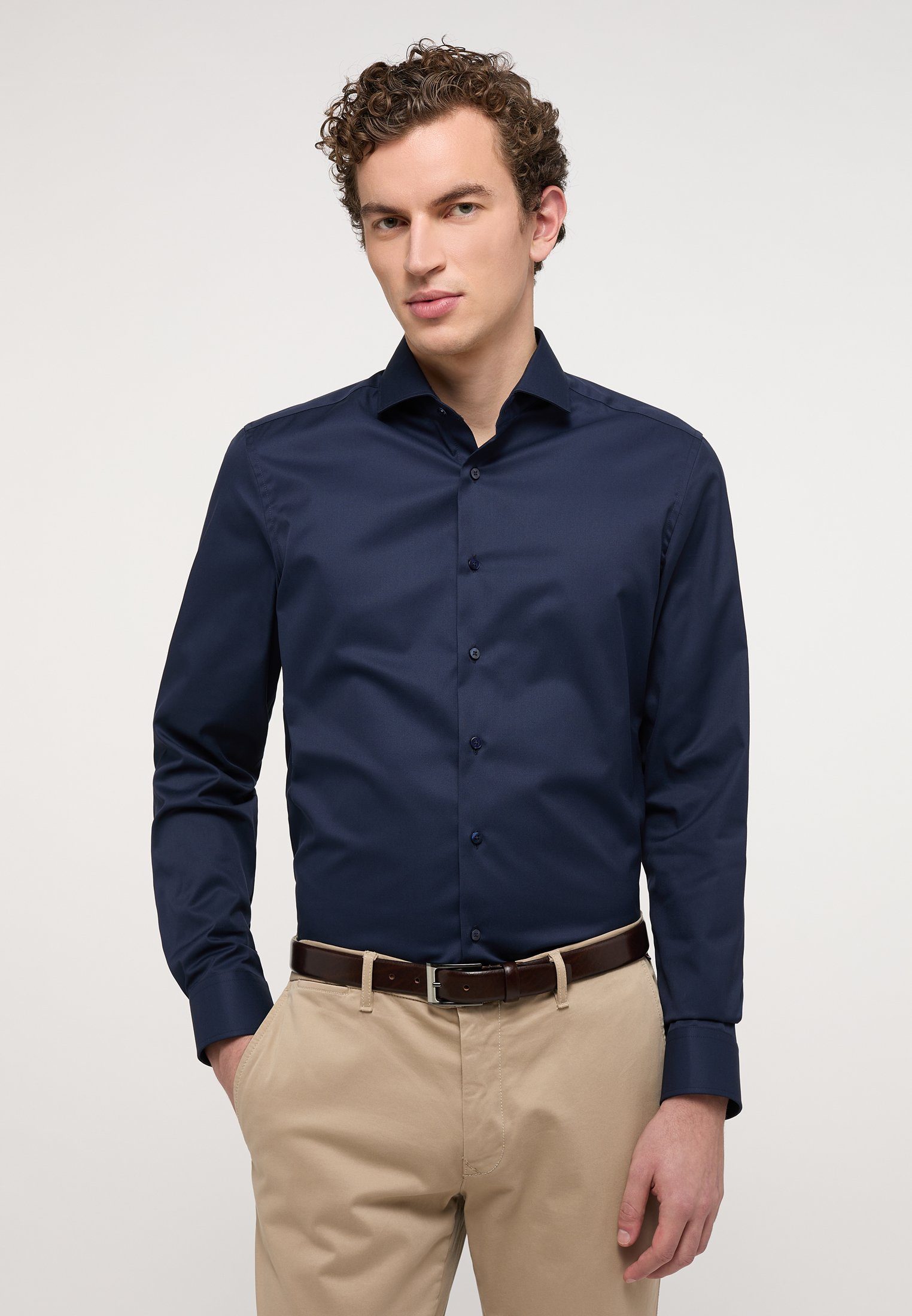 SLIM navy Eterna FIT Langarmhemd