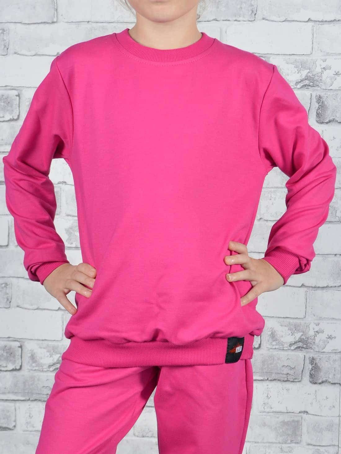 (1-tlg) Farben in KMISSO mit Sweatshirt elastischem Pink Mädchen Bund tollen Sweatshirt