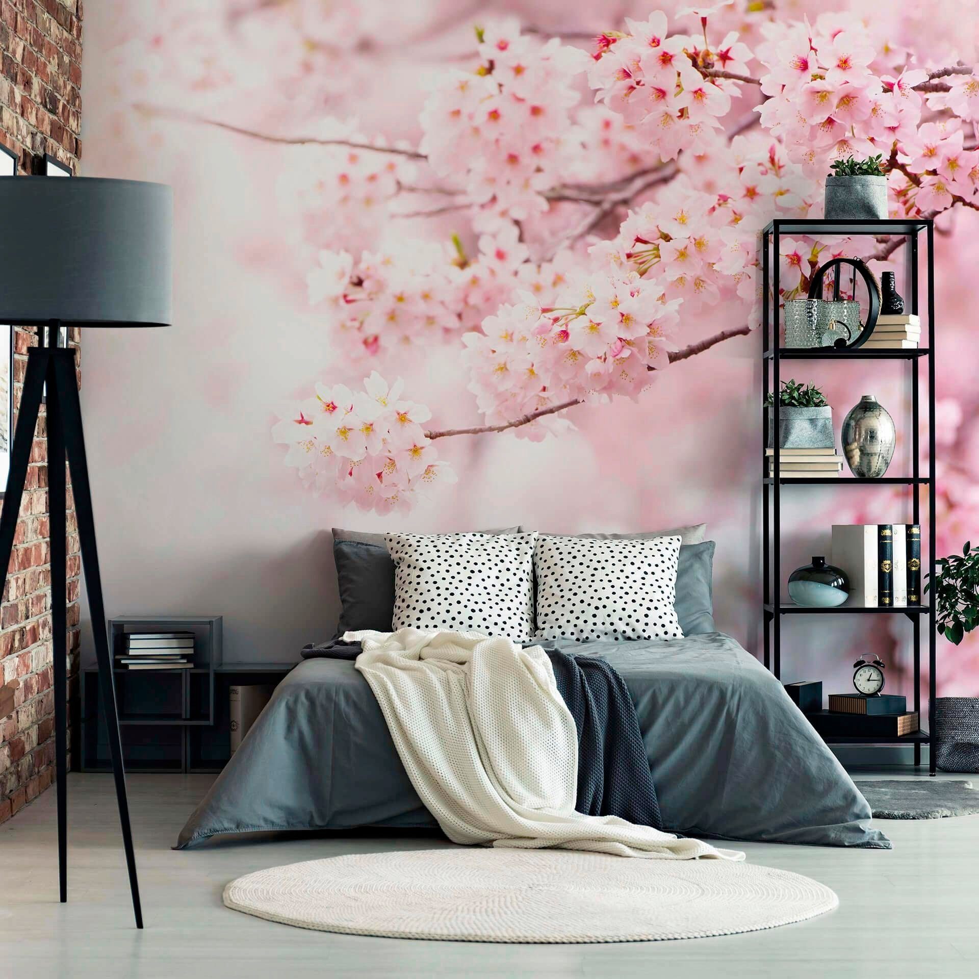 Natur x walls Cherry 3,36m glatt, Fototapete Kirschblüte Kirschblüte living Blossum, 2,60m Fototapete Rosa