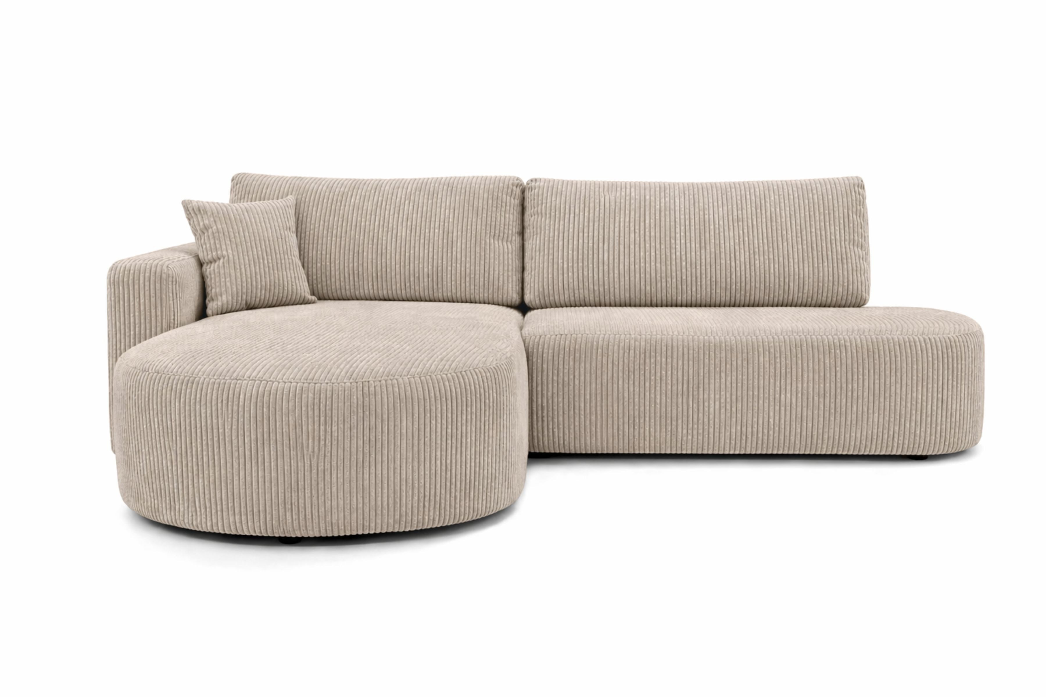 Kaiser Möbel Ecksofa mit Schlaffunktion und Bettkasten, Cordstoff POSO, ROUND ONE OPEN XL, Abgerundete Form, Große Liegefläche, Cordstoff mit markanter Struktur