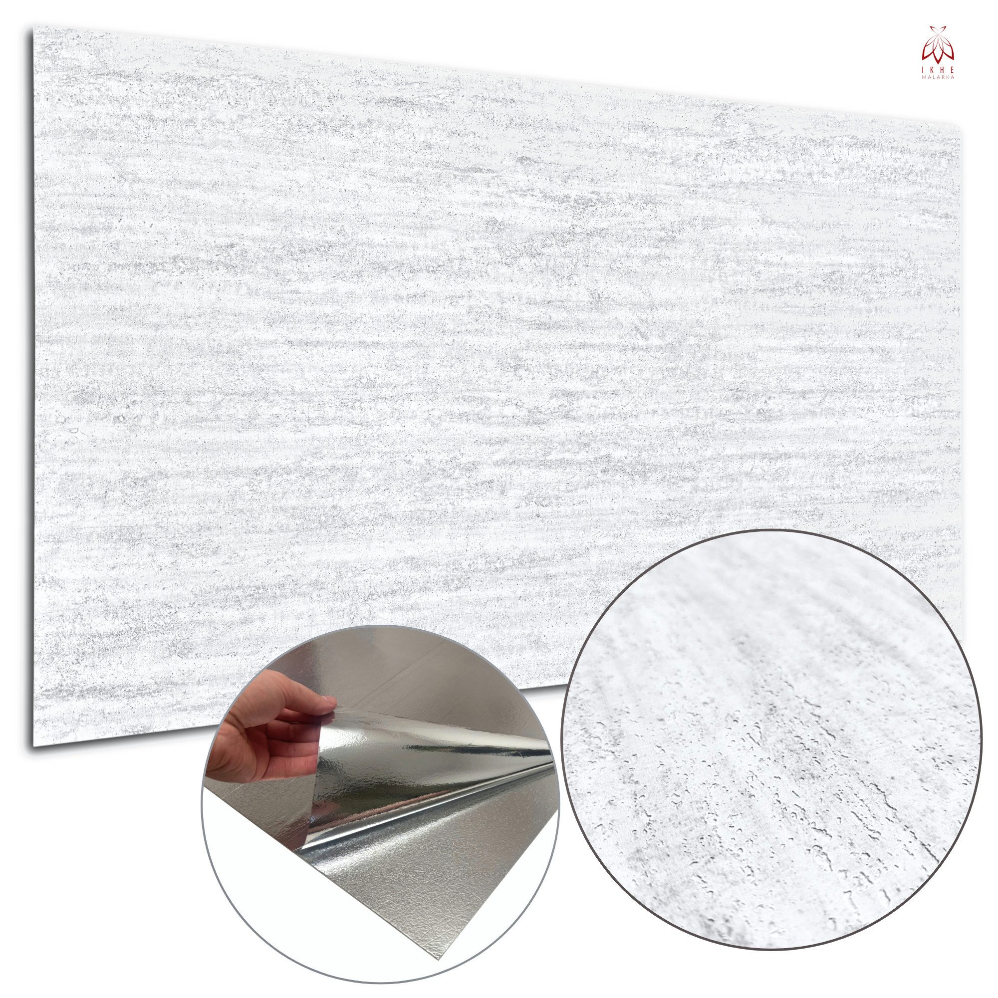 IKHEMalarka Wandpaneel Lamellen Selbstklebend 100x60 cm – PVC + PE-Schaum, 2,8 mm, Betonoptik, BxL: 60x100 cm, 0,6 qm, (1 Paneel = 100 × 60 cm (0,60qm) Tapete Marmor Struktur