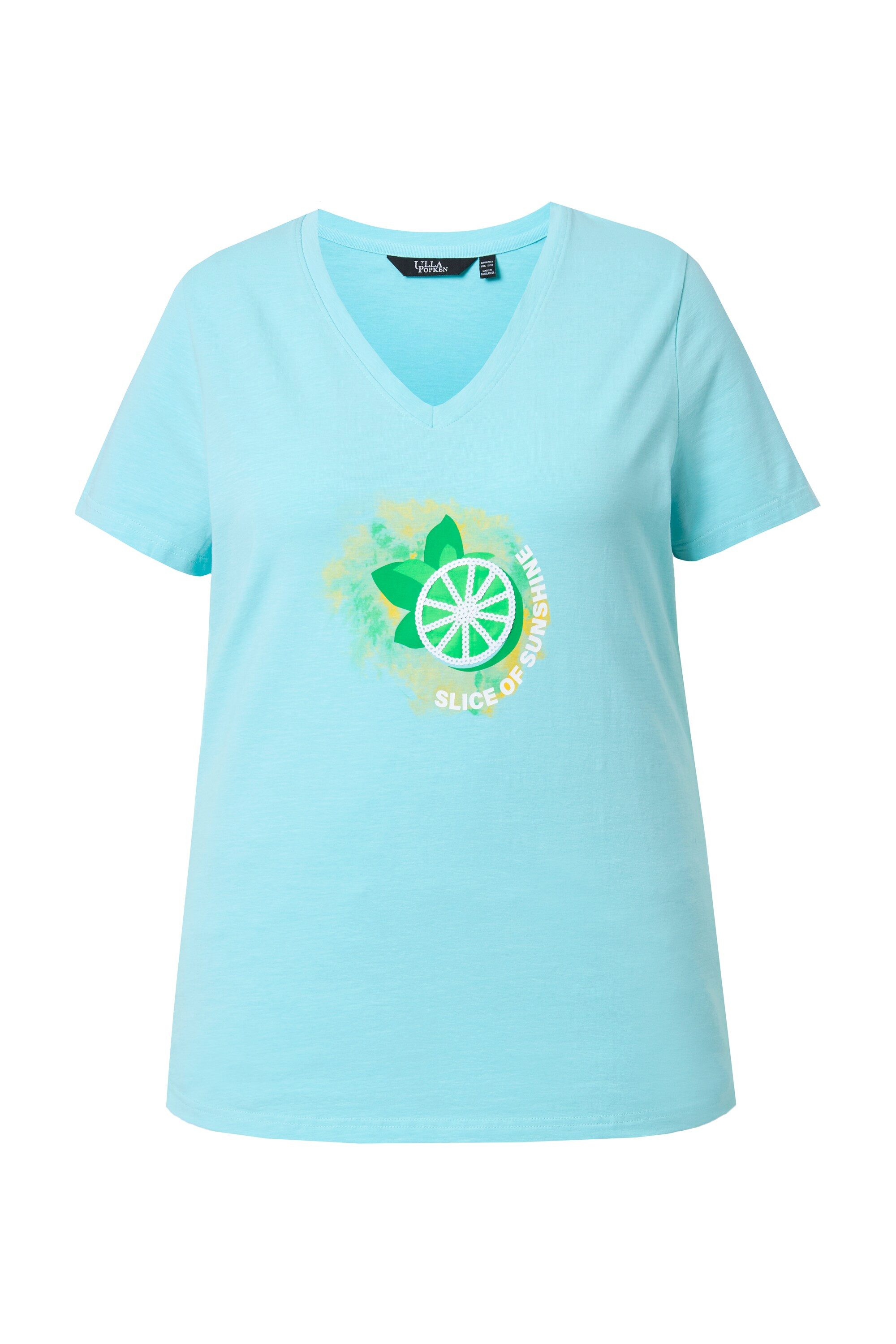 T-Shirt T-Shirt Limonen A-Linie V-Ausschnitt Halbarm