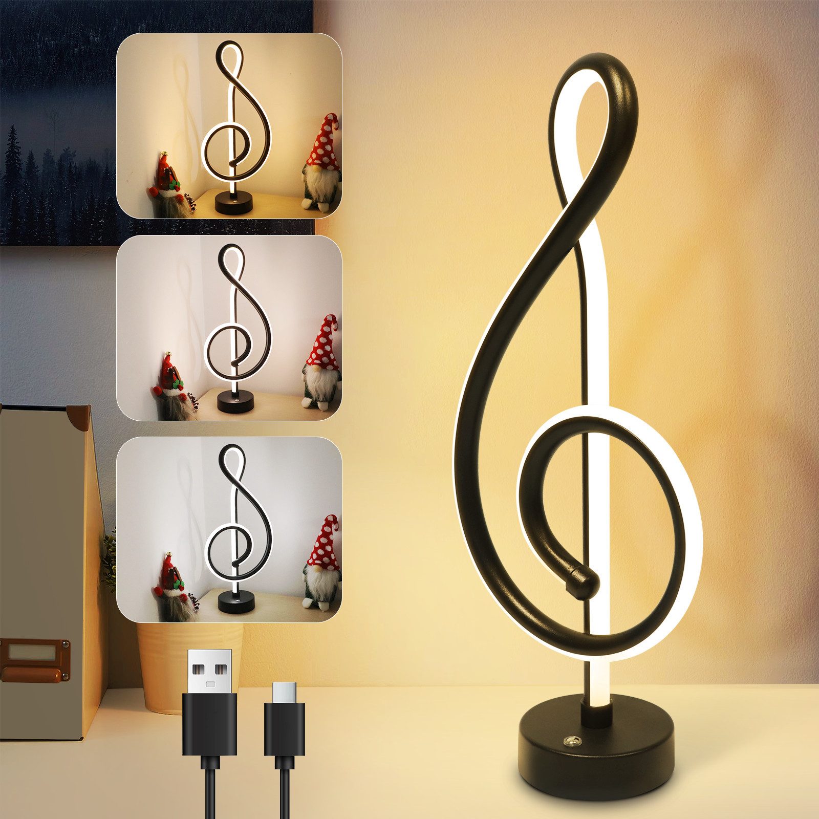 ZMH LED Tischleuchte Kabellos Wohnzimmer Touch Dimmbar Schwarz Akku Nachtti günstig online kaufen