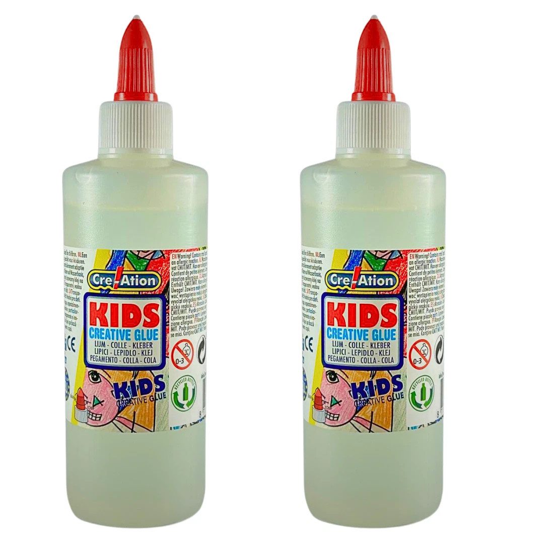 EUROBATT Sp. z o.o. Bastelkleber 2x 200ml Bastelkleber Transparent Flüssigkleber Dosierspitze, (2-tlg), Transparent trocknend
