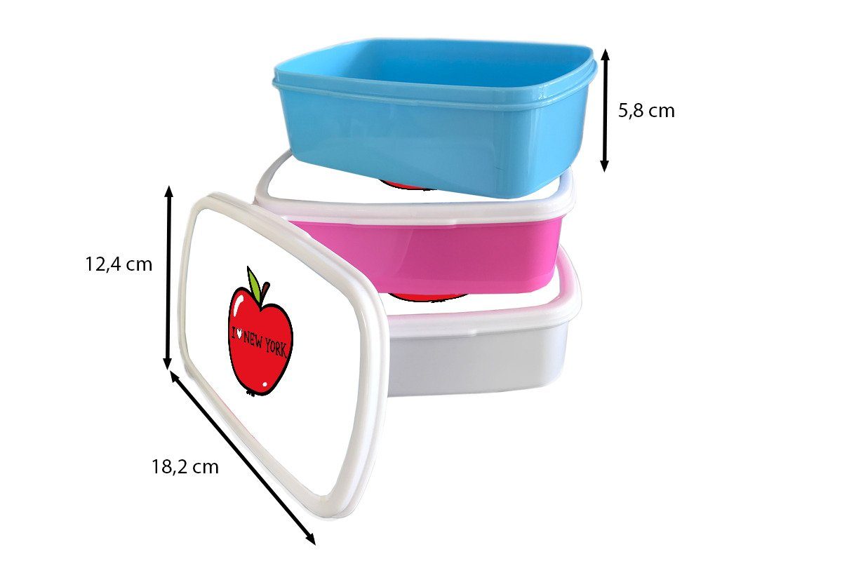 Jungs Erwachsene, York - Rot, (2-tlg), New Kunststoff, und und Brotbox weiß für Mädchen - Kinder Brotdose, für MuchoWow Apfel Lunchbox