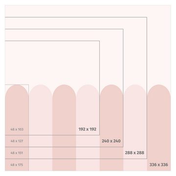 Bilderdepot24 Kindertapete Halbkreisbordüre mittel Mix Muster rosa moderne Wanddeko XXL, Glatt, Matt, (Inklusive Gratis-Kleister oder selbstklebend), Mädchenzimmer Jungenzimmer Babyzimmer Bildtapete Fototapete Wandtapete