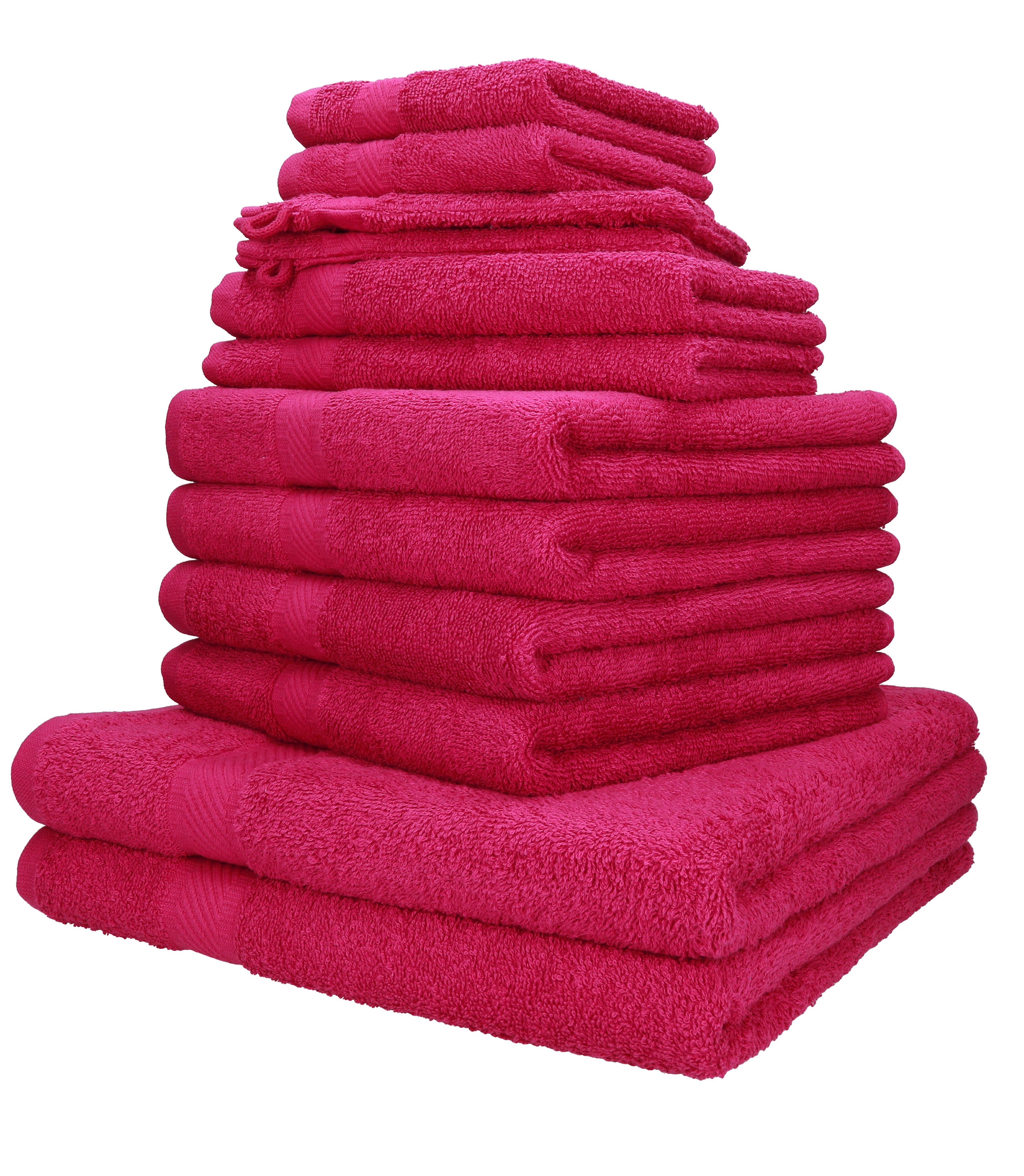Betz Handtuch Set 12-TLG. Handtuch-Set Palermo 100% Baumwolle 2 Liegetücher 4 Handtücher 2 Gästetücher 2 Seiftücher 2 Waschhandschuhe, 100% Baumwolle, (12-tlg) cranberry | Handtuch-Sets