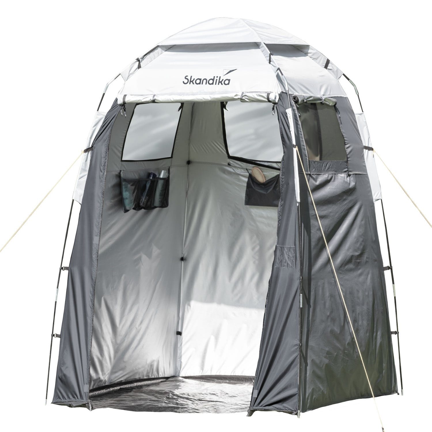 Skandika Kuppelzelt Camping Duschzelt, Umkleidezelt, Toilettenzelt, Personen: 1 (Abmessung 150 x 150 cm, Tragetasche, Handtuchhalter innen und außen), 230 cm Stehhöhe, Blickdicht, separater Boden, Toilettenzelt