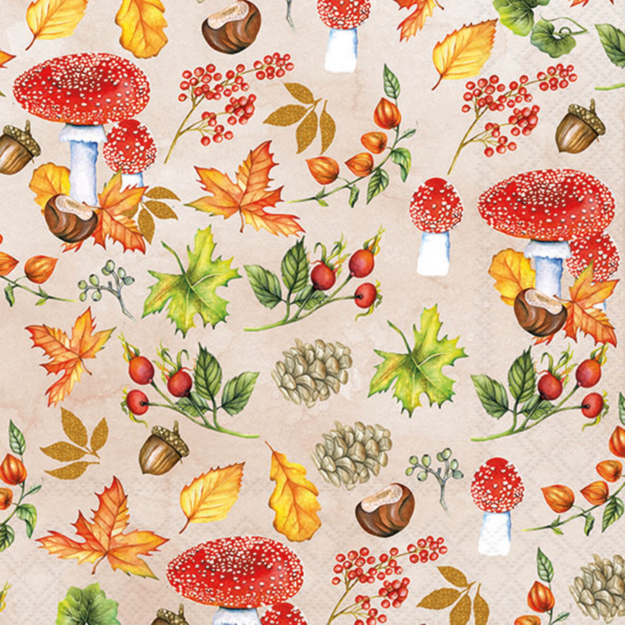 Ambiente Luxury Paper Products Papierserviette, Servietten Papier 33x33cm 3-lagig mit Herbstmotiv 20 Stück