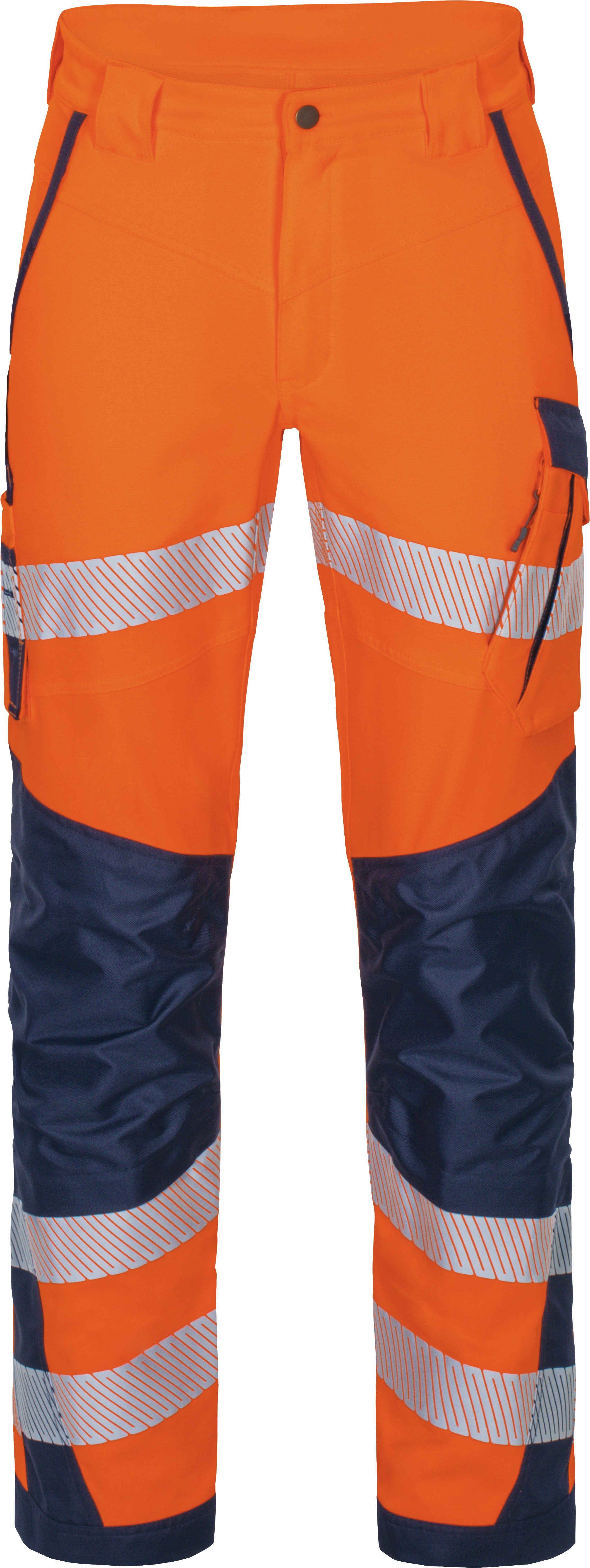 vizwell Arbeitshose Warnschutz Bundhose HiVis elastisch dehnbar warnorange warngelb reißfest und elastisch - knitterfrei sowie pflege- und bügelleicht