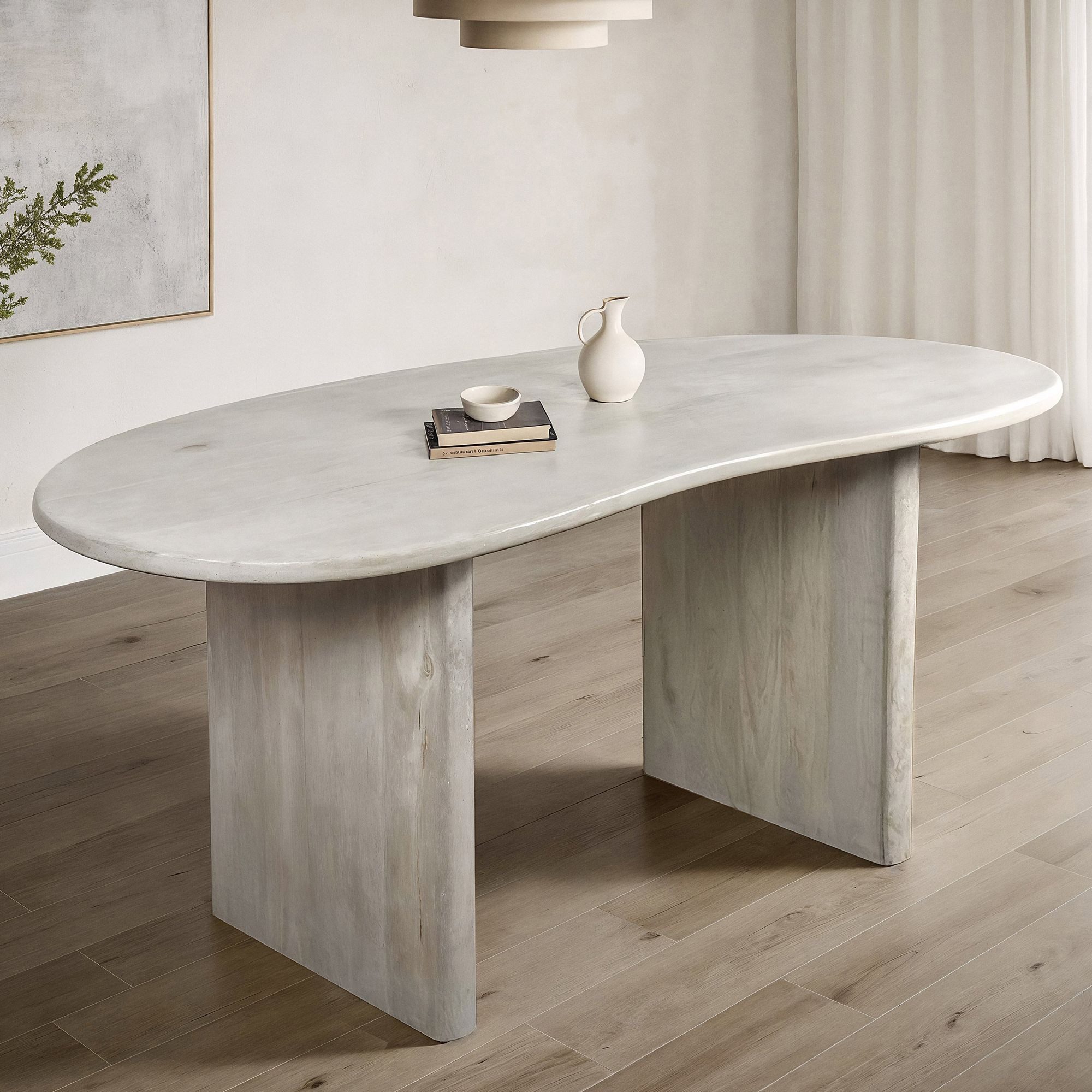 Wohnling Esstisch WL7.364 Esszimmertisch 180 cm Holz Massiv Weiß Küchentisch Nierenform (180x90x75 cm, Mango Massivholz Nierenform Weiß), Esszimmertisch Groß, Küchentisch Esszimmer Modern