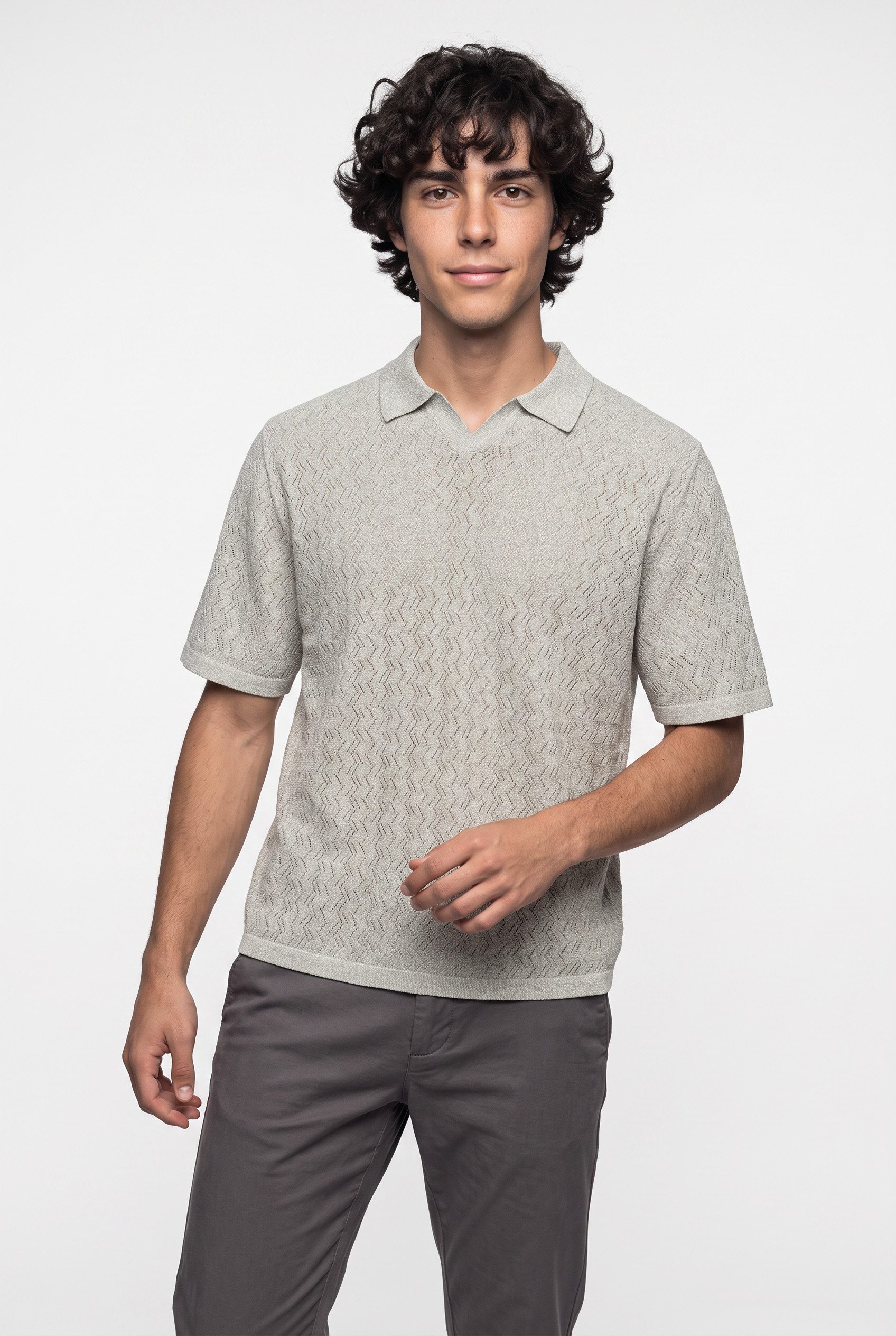 Jack & Jones Polokragenpullover JORTYLER KNIT SS SPLIT NECK POLO SN Baumwollmischung, regular fit