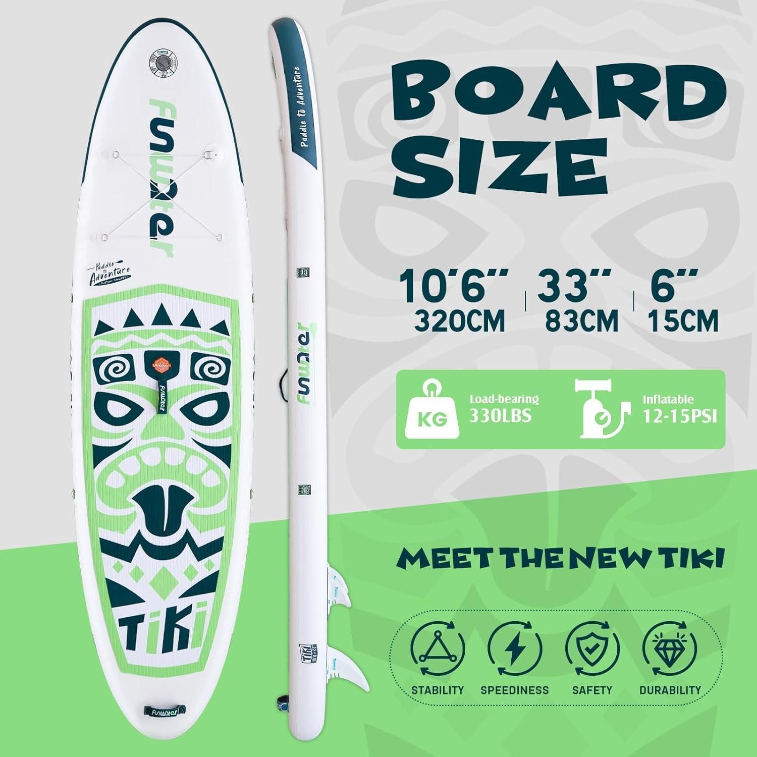 LuxusKollektion Inflatable SUP-Board Aufblasbares SUP Board für Yoga, Angeln, Surfen - 350 lbs Traglast