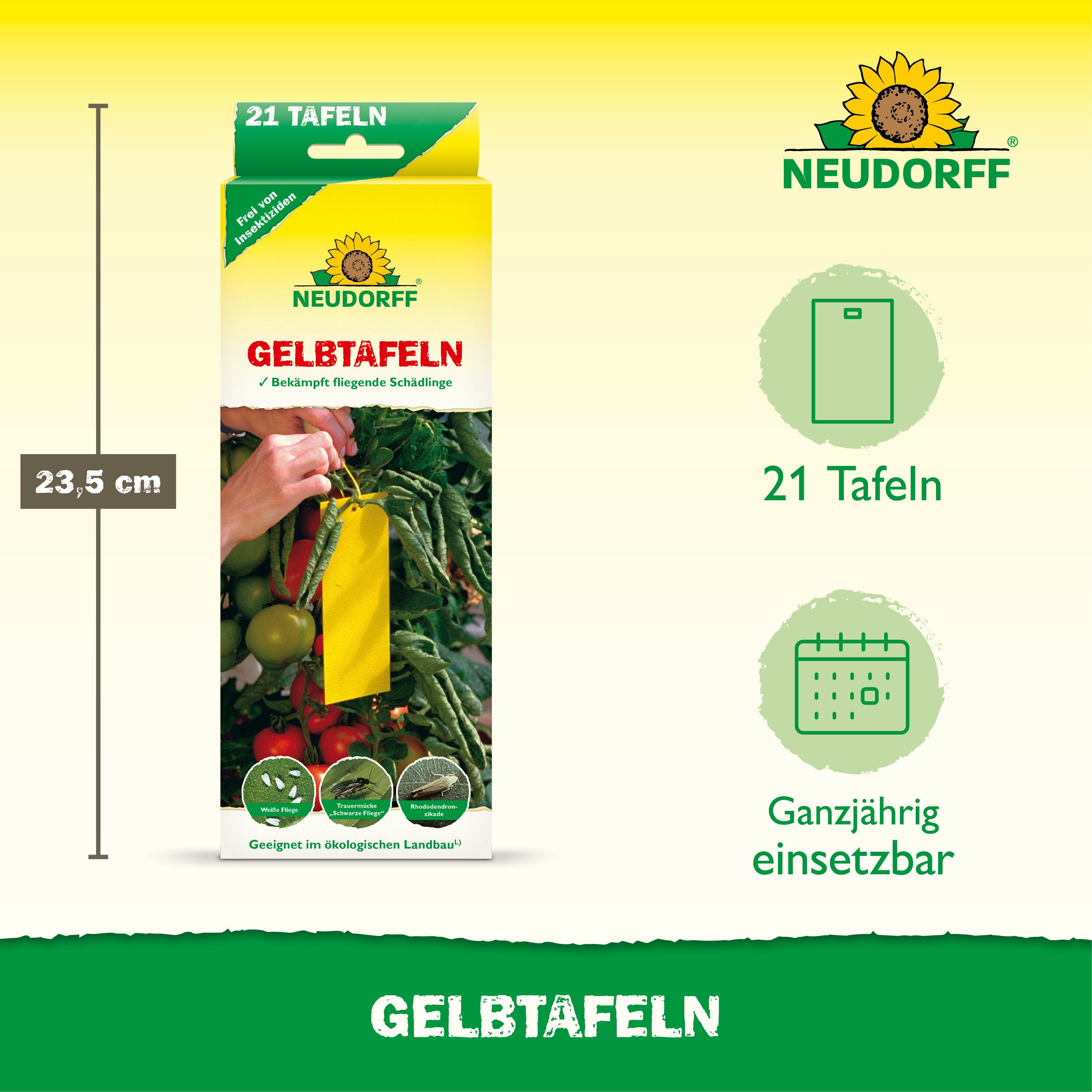 Neudorff Klebefalle Gelbtafeln (kleinformatig) 21 Stück, 21 beidseitig beleimte Gelbtafeln gegen fliegende Schädlinge – Bild 3 von 5