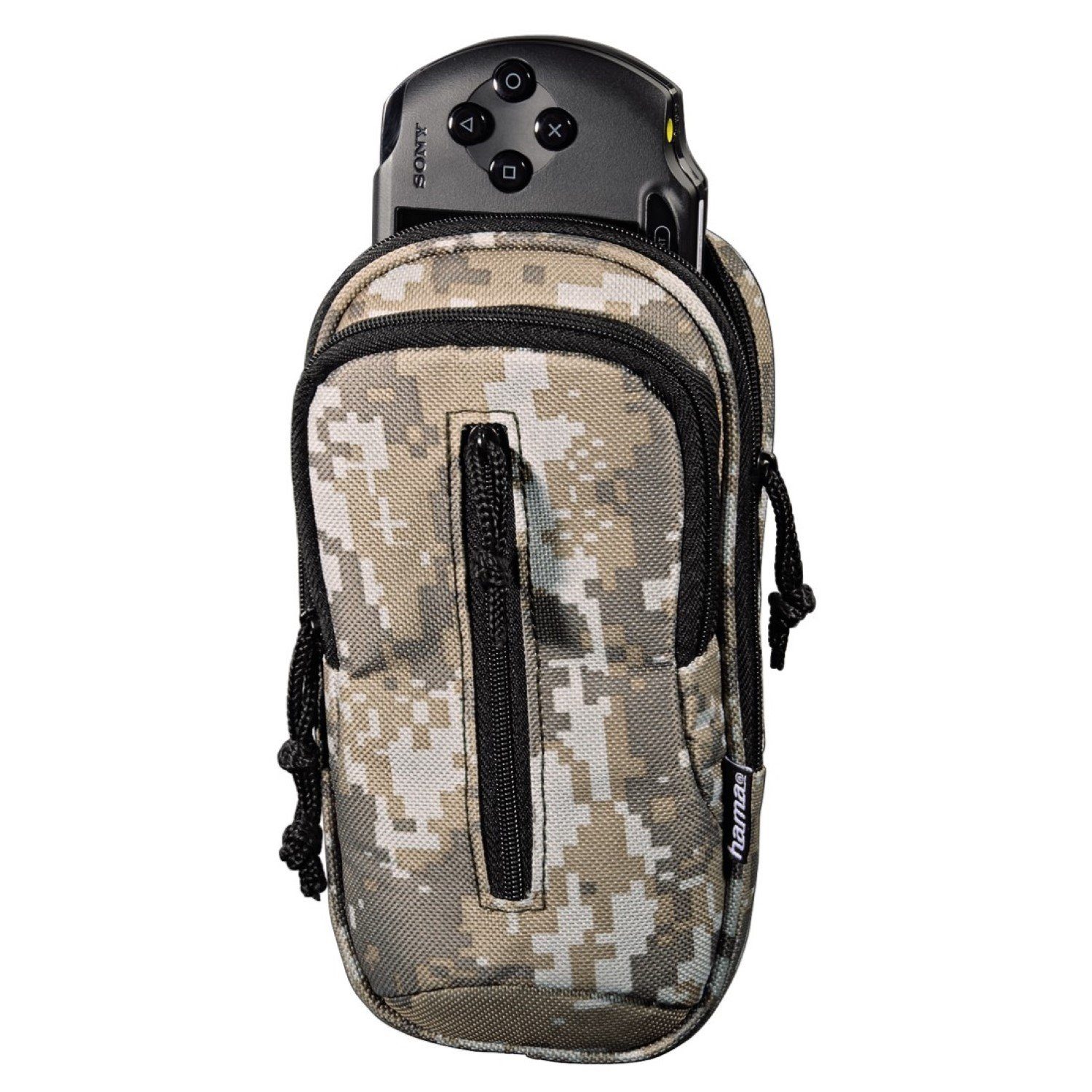 Hama Konsolen-Tasche Tasche Case Pixel für Sony PS Vita PSV PSVITA, Zubehör-Fächer, Trageschlaufe, für Sony Playstation Vita mit Zubehör