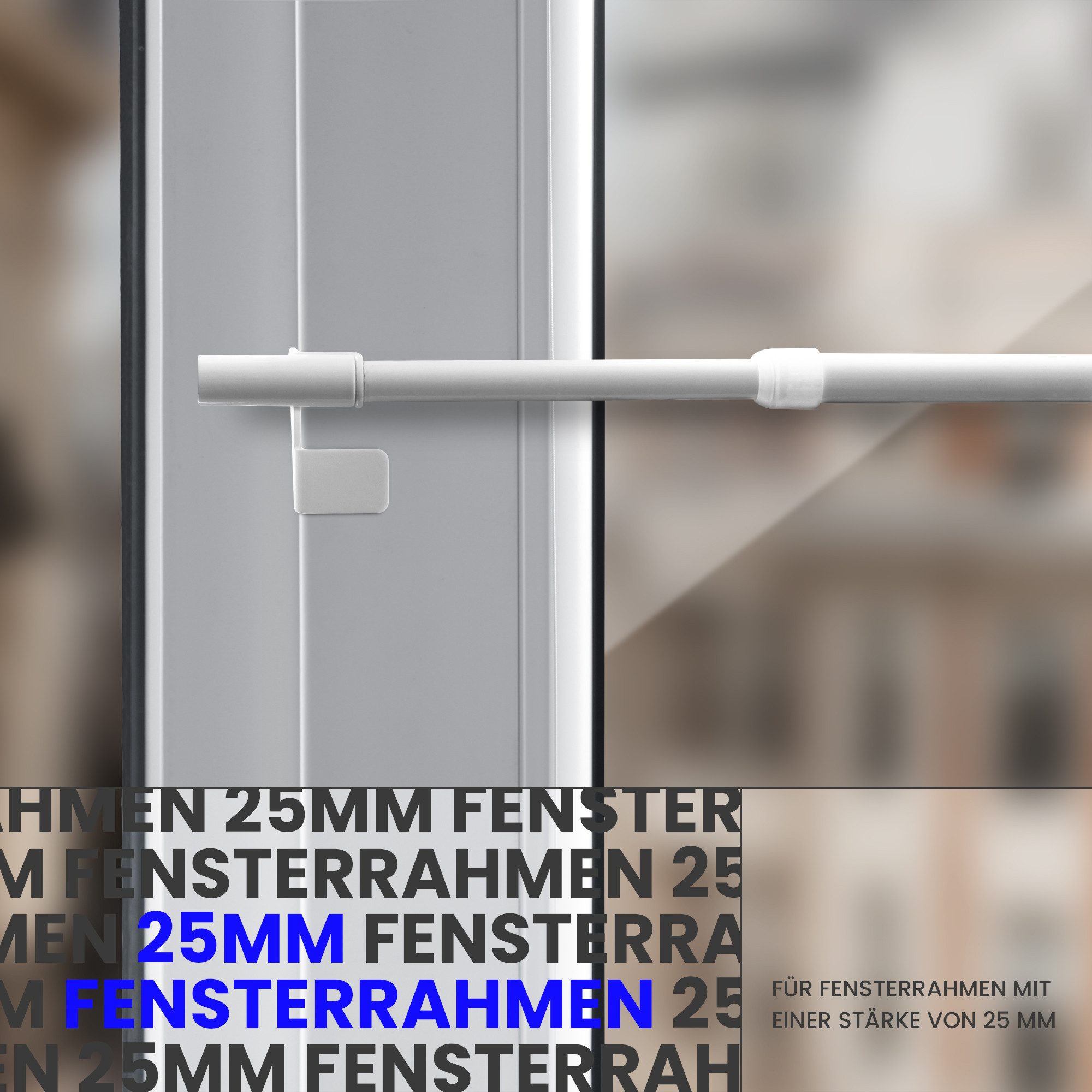 Bestlivings Klemmstange "EASY", Ø 10 mm, 1-läufig, ausdrehbar, ohne Bohren, geklemmt, Metall, für Bistrogardinen, Scheibengardinen, Dekoschals oder saisonale Deko