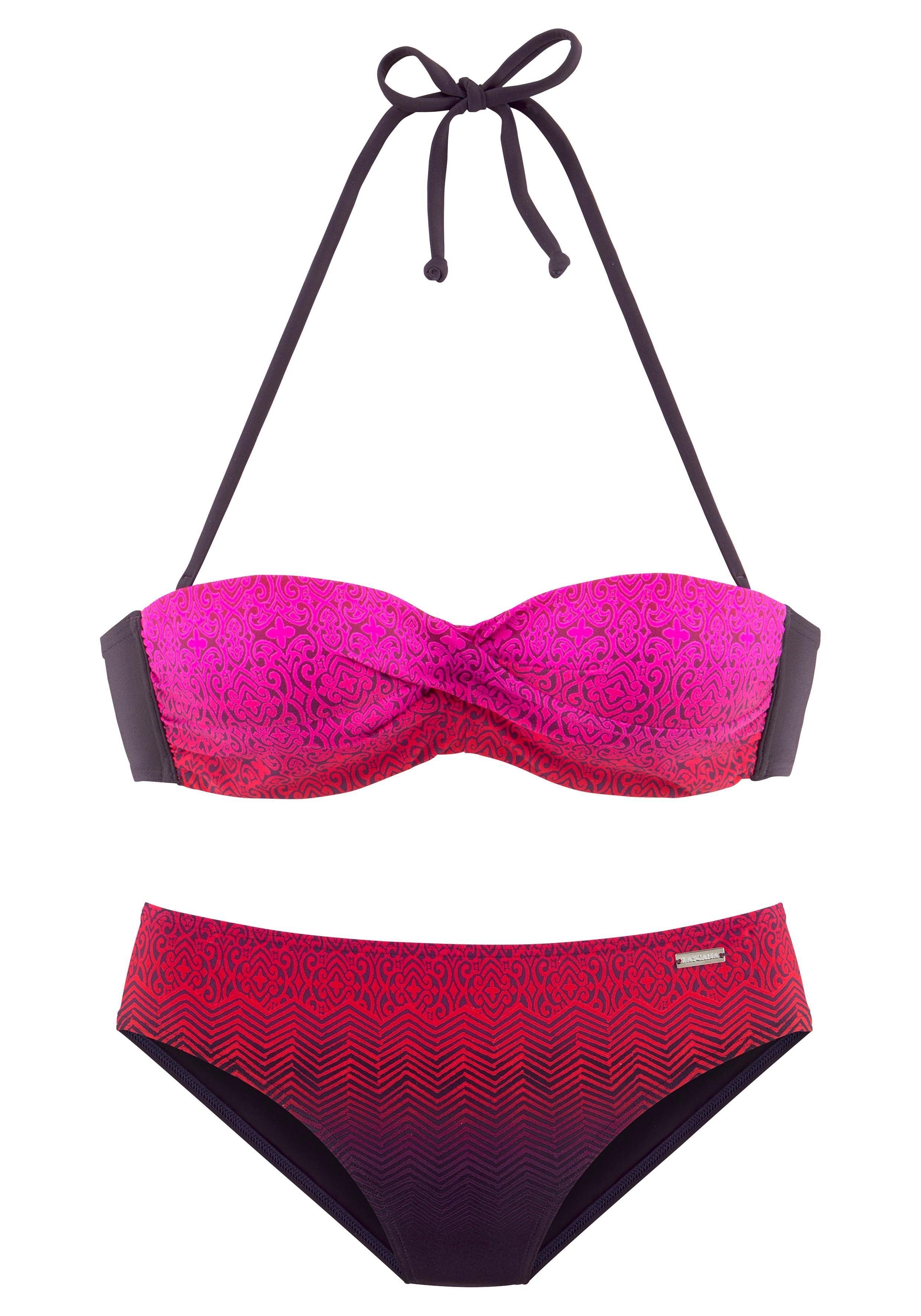 Bügel-Bandeau-Bikini Farbverlauf mit LASCANA rot