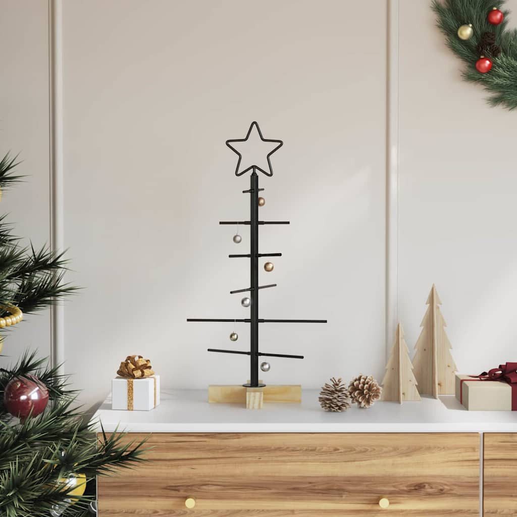 furnicato Künstlicher Weihnachtsbaum 30 x 30 x 59,5 cm Schwarz Stahl Weihnachtsbaum, Mehrstöckiges Design Weihnachtsdeko mit Standfuß aus …