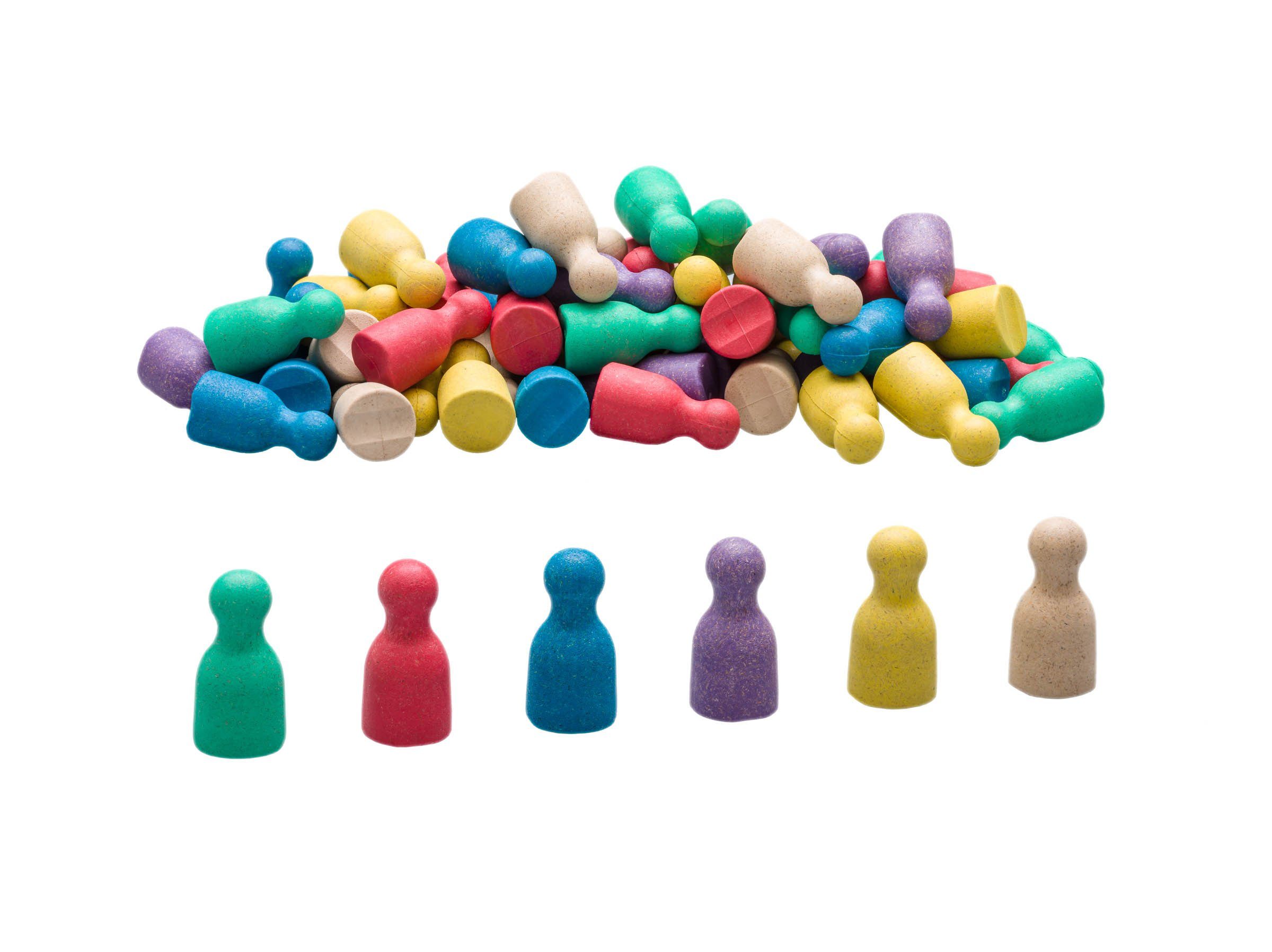 Wissner® aktiv lernen Lernspielzeug Spielfiguren in versch. Farben und gemischt, Halma-Kegel Pöppel, RE-Wood® 6-farbig