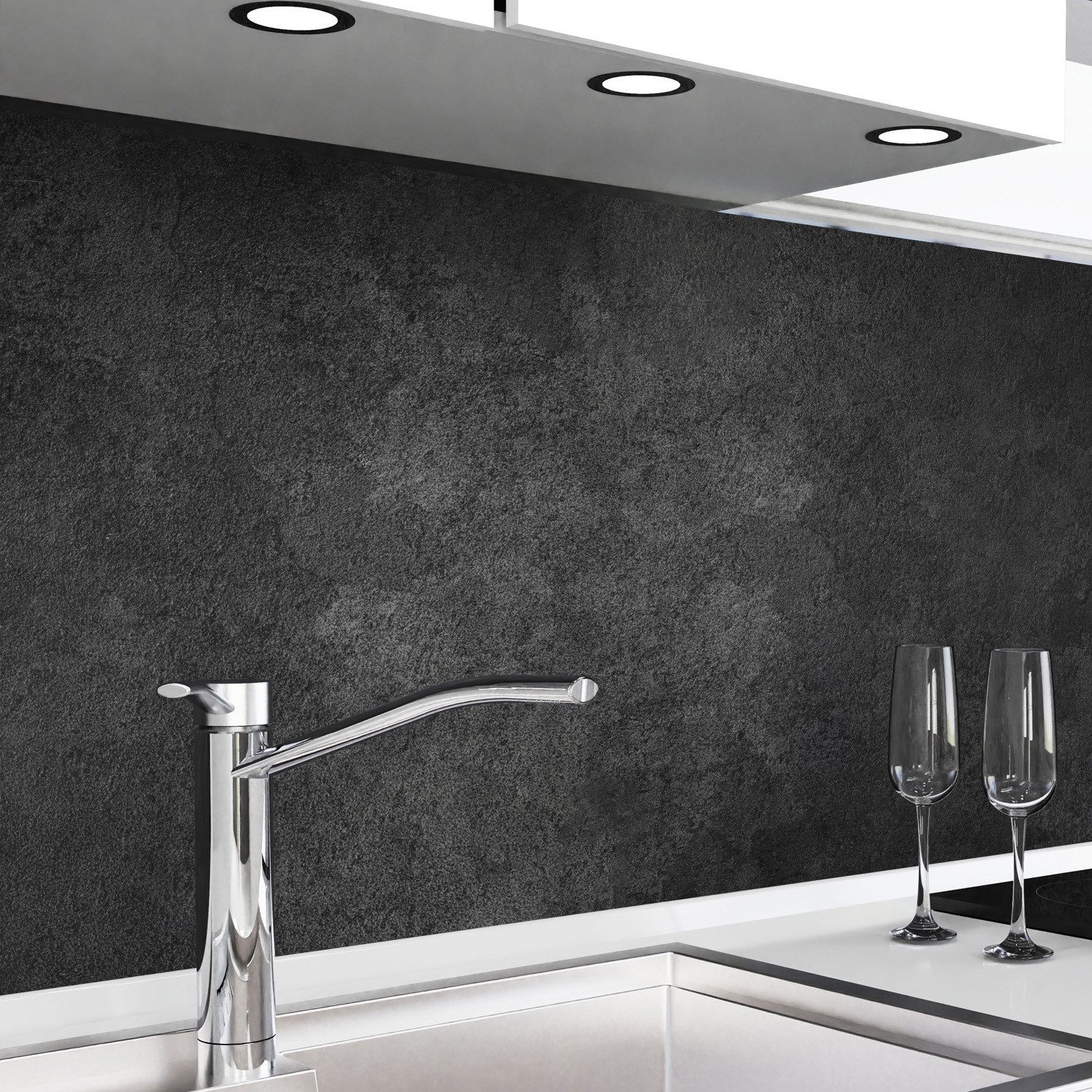 danario Küchenrückwand Folie selbstklebend - Matt - Spritzschutz Küche - versteift & robust