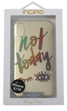 Incipio Handyhülle Incipio Design Cover Hard-Case Schutz-Hülle Tasche für Apple iPhone X Xs 10 14,73 cm (5,8 Zoll), Farbe Klar mit "Not Today" Motiv