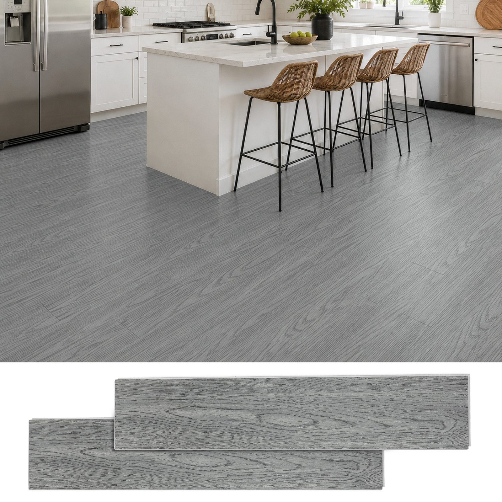 LEMLIT Vinylboden Klick Hartvinylboden Rigid SPC Landhausdiele Holzoptik - Klick-Vinyl, fast auf jeder Oberfläche anwendbar, 18 Stück, 1,47 m² - 18 Dielen, Klick Vinylboden Bodenfliesen mit Klicksystem 1.47m ² (18er Fliesen)