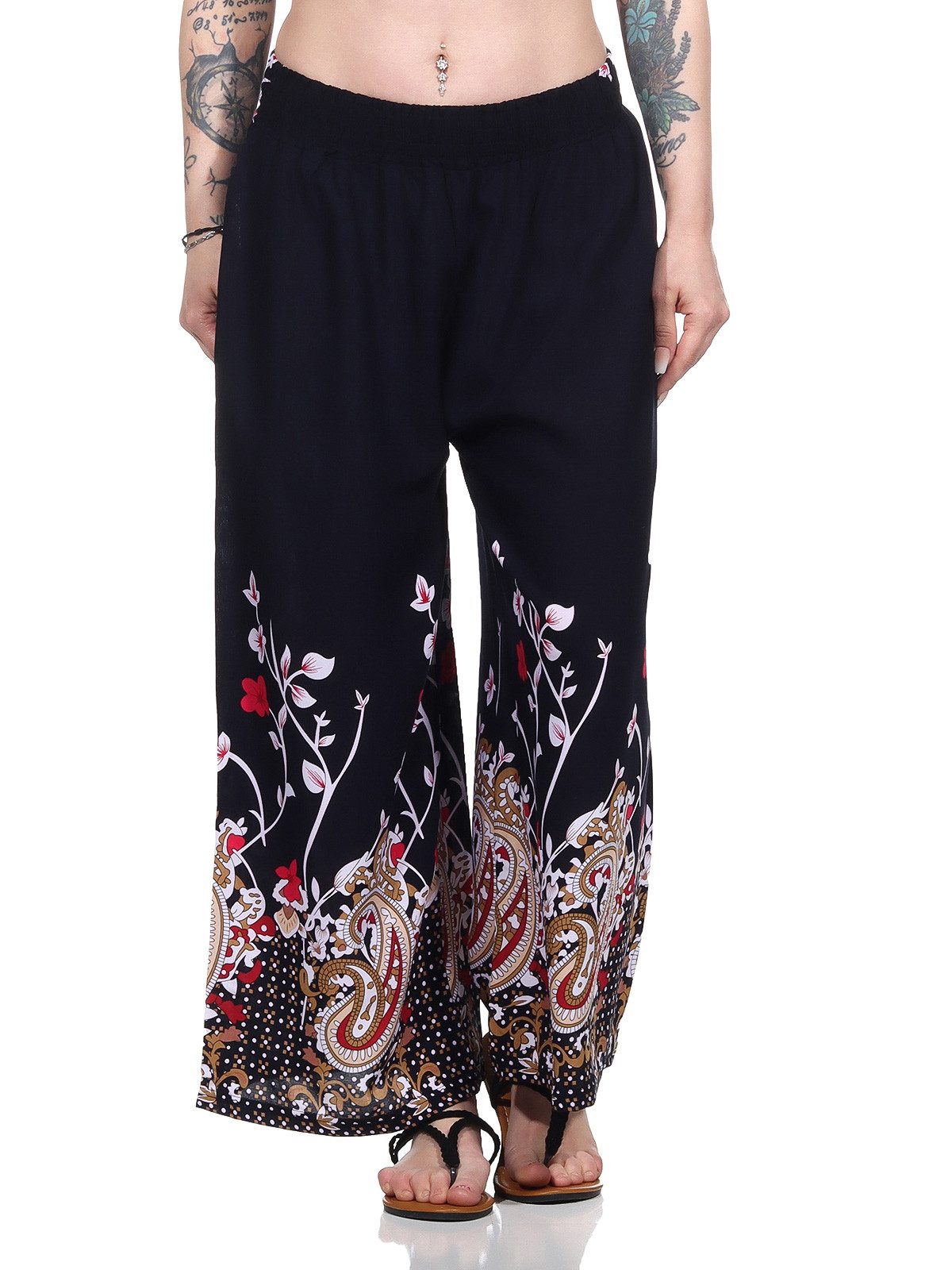 Aurela Damenmode Culotte Sommerhose leichte Marlene Hose für Damen luftige Culotte luftig & leichte Baumwollmischung, Stretchbund