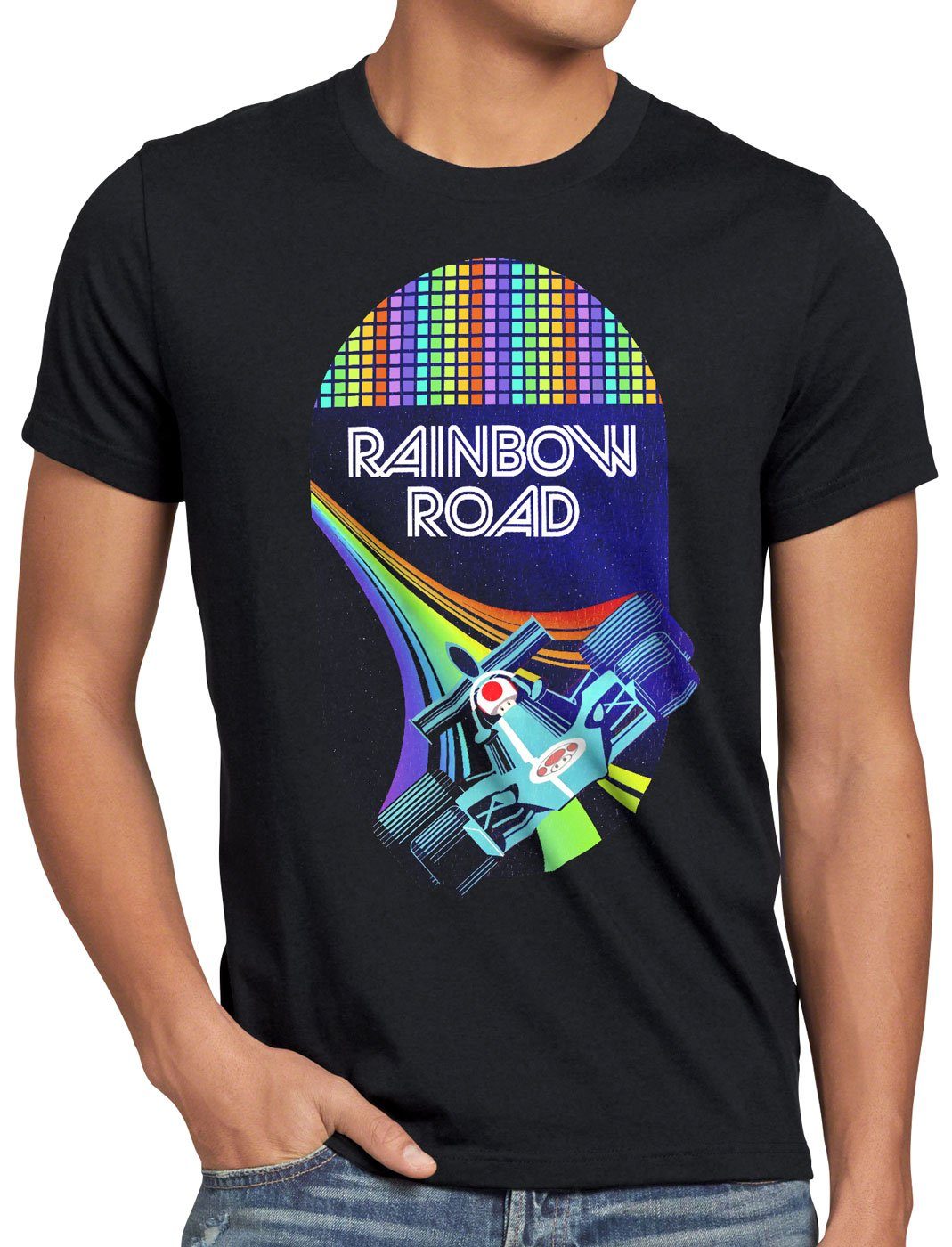 style3 T-Shirt schwarz Print-Shirt kart dash double Herren tour Road Rainbow gp mario