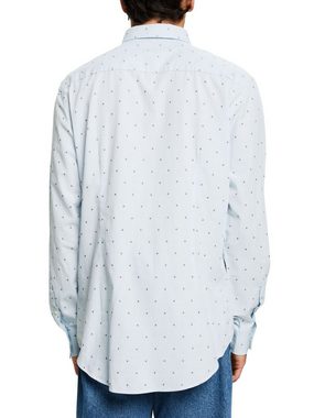 Esprit Langarmhemd Schmal geschnittenes Baumwollhemd mit Stickerei