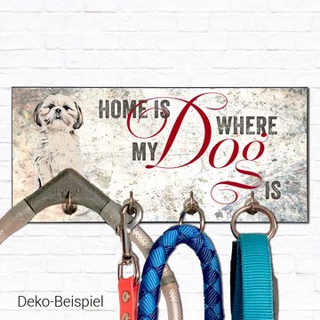 Cadouri Wandgarderobe SHIH TZU Design-Hundegarderobe für Hundezubehör (Garderobe mit 4 Haken), MDF, mit abgeschrägten Ecken, handgefertigt, für Hundebesitzer