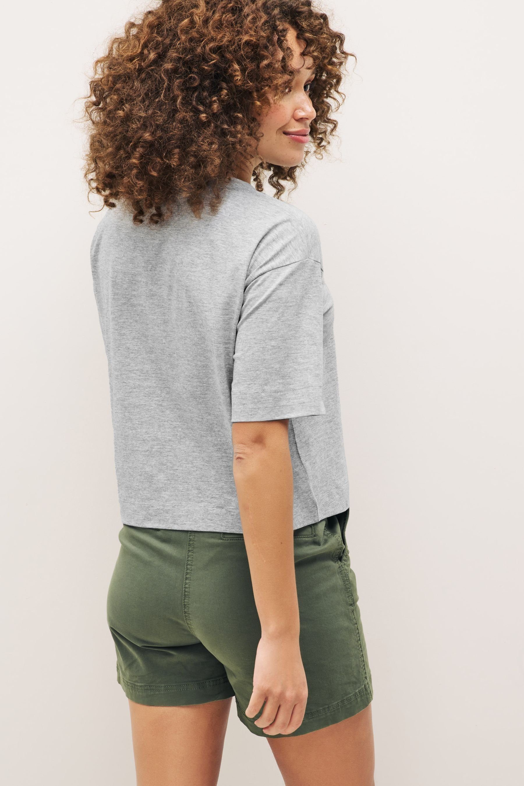 Relaxed Fit (1-tlg) Kastiges T-Shirt T-Shirt Next Grey