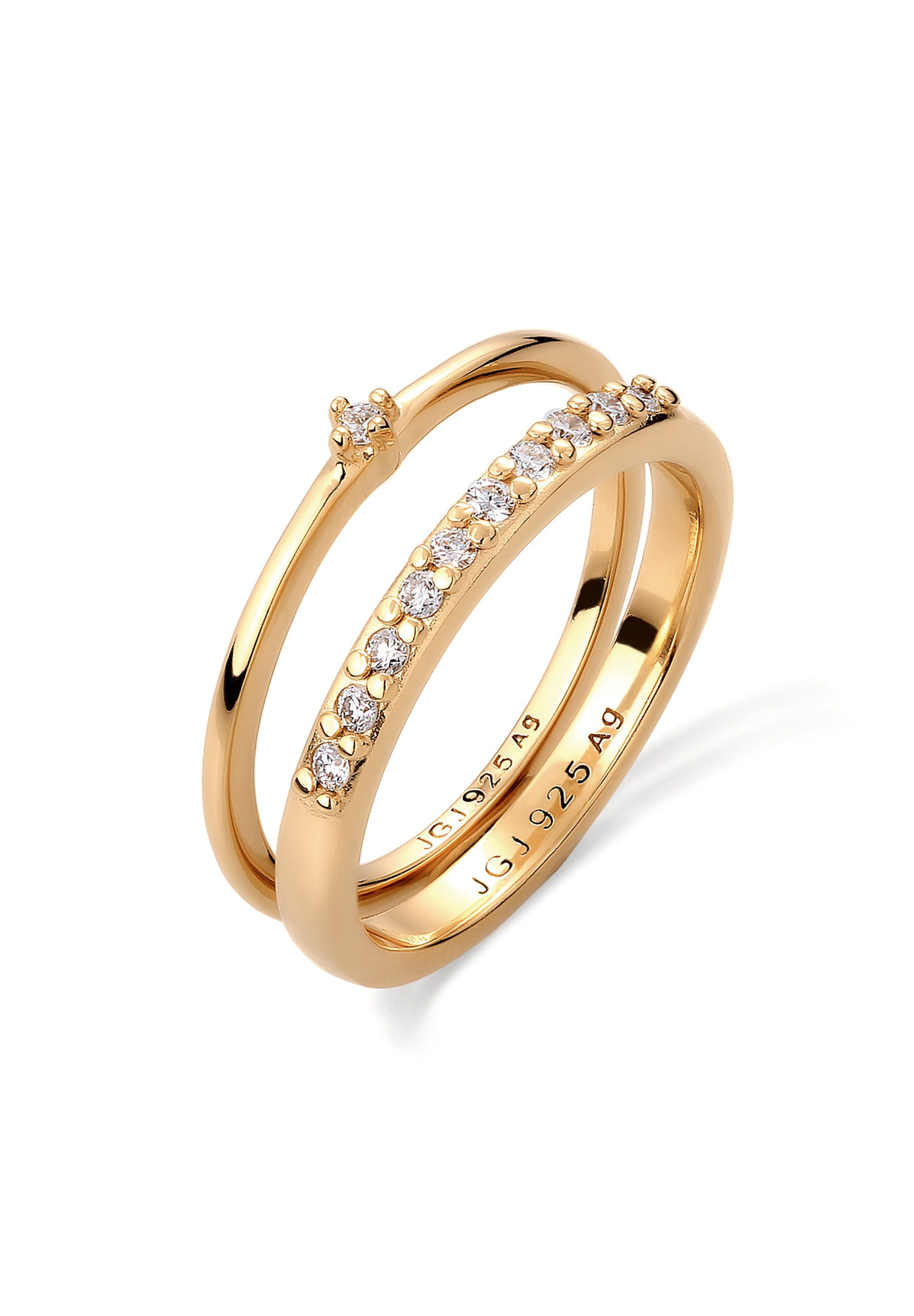 Diamantring Laborgezüchteten Diamant Weiß (0.015 ct) 2er Set 925 Sterling Silber