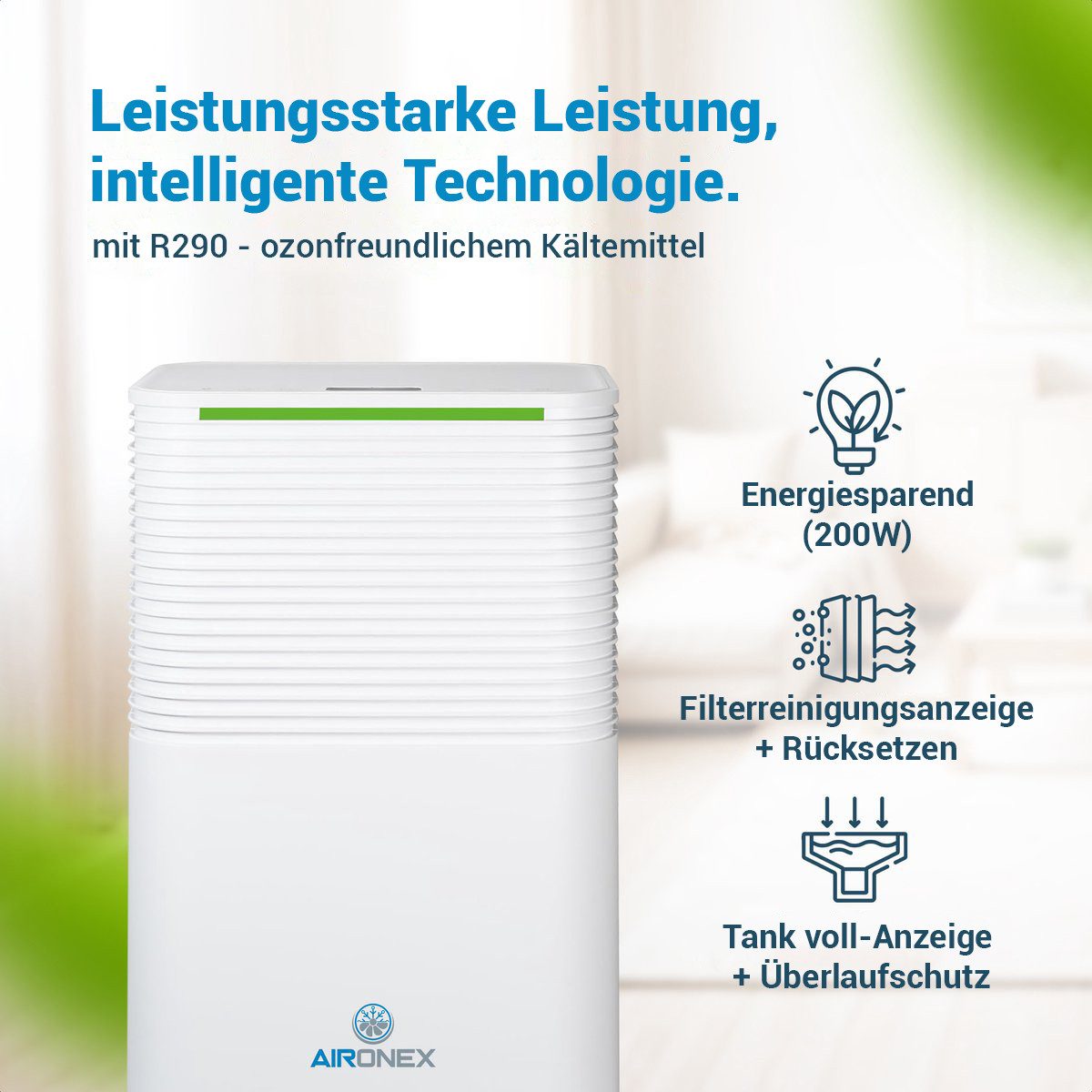 Aironex Luftentfeuchter Kompaktmodell - Beugt Schimmel vor - Leiser Feuchti günstig online kaufen