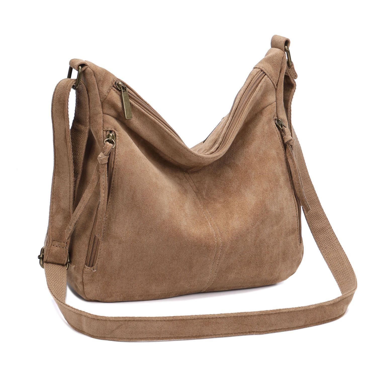 ITALYSHOP24 Schultertasche Damen Tasche Shopper Crossbody Handtasche Umhängetasche Beuteltasche, CrossOver Damentasche Hobo Bag Henkeltasche Reisetasche Leder Optik