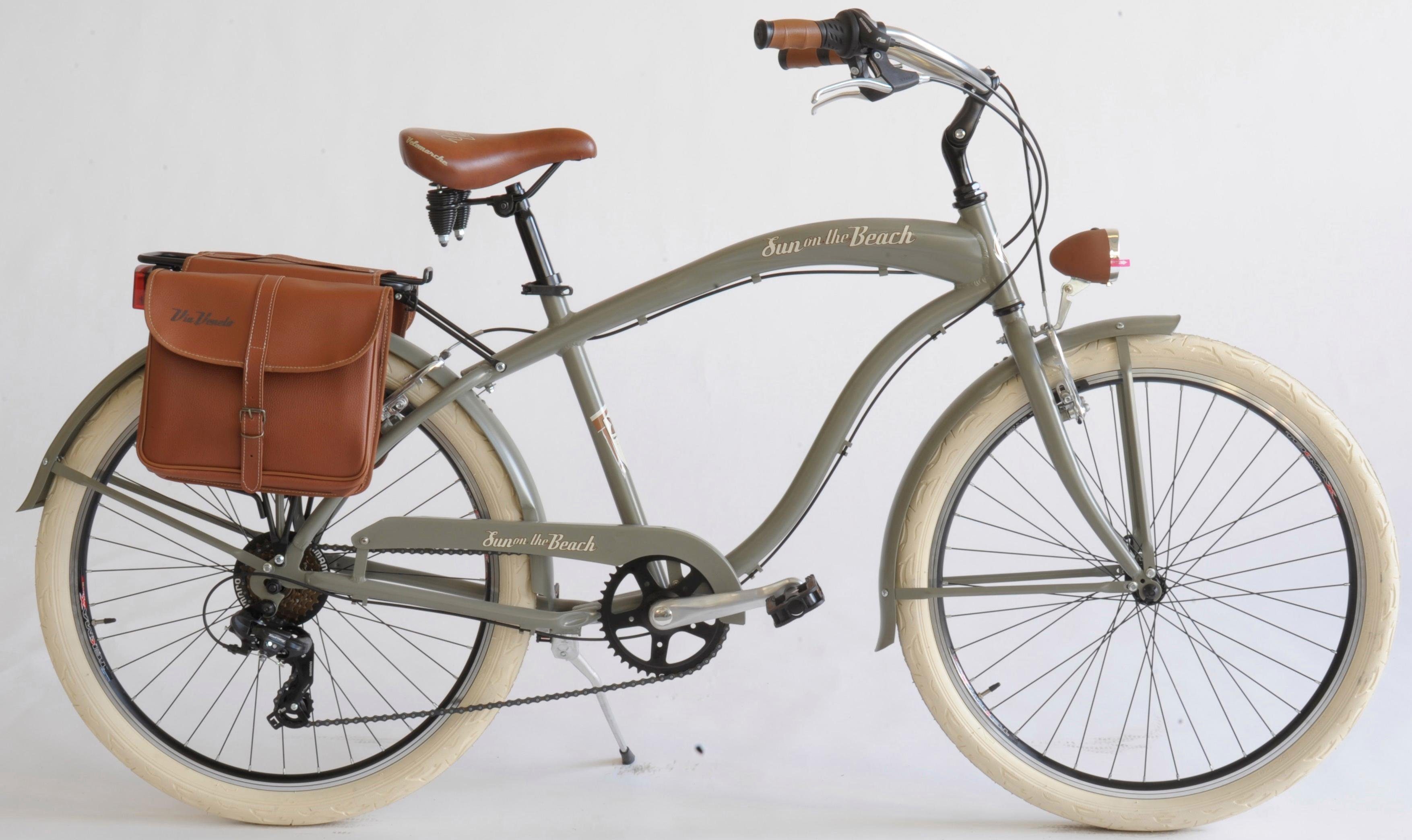 VENICE - I love Italy Cruiser CRUISER Sun on the beach MAN, 6 Gang, Kettenschaltung, (Set, 2-tlg., mit Doppeltaschen), für Herren, Kettenschaltung