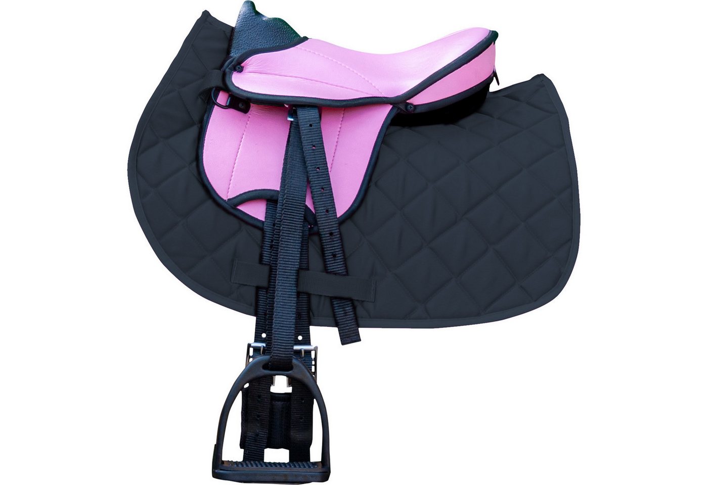 Brama-West Holzpferd Sattel Set My happy Pony mit schwarzer Decke