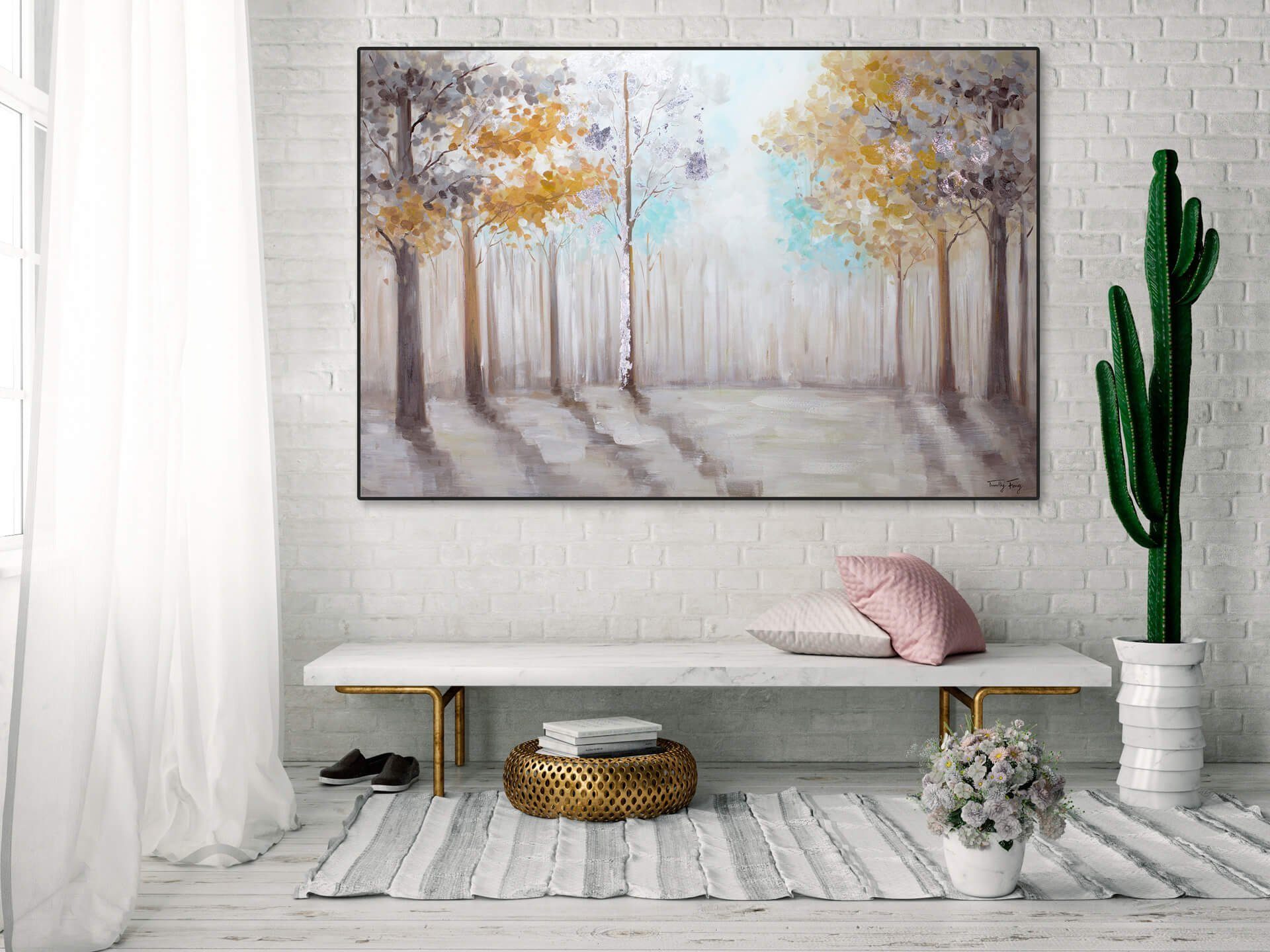 KUNSTLOFT Gemälde Erwachen HANDGEMALT Frühes Leinwandbild cm, 150x100 100% Wandbild Wohnzimmer