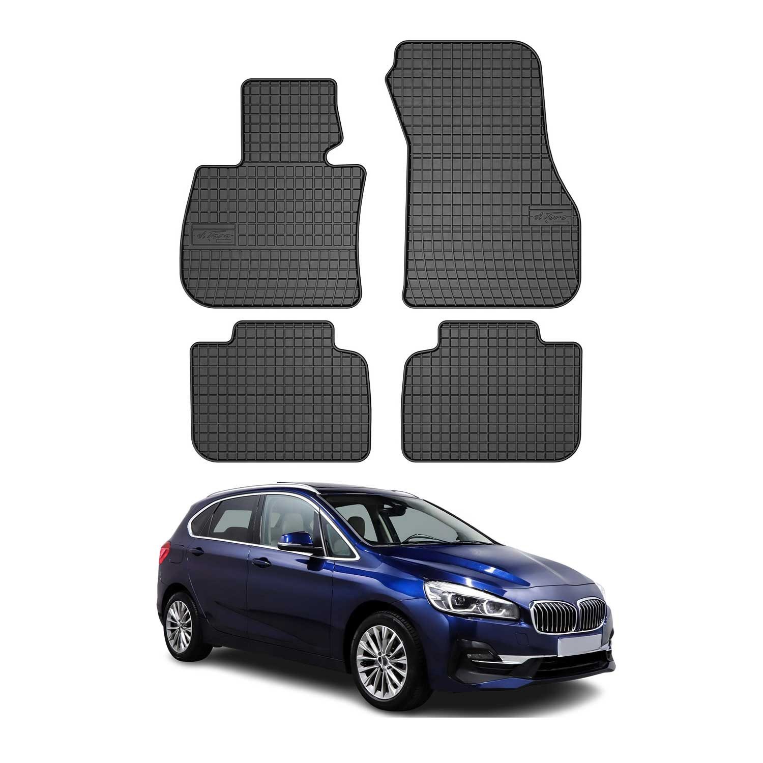 OMAC Auto-Fußmatten Fußmatten für BMW 2er Active Tourer F45 2014-2021 Matten 4x (4 St), für BMW 2 Active Tourer F45 2014-2021 BMW 2 Active Tourer F45 2014-2021, Antirutsch,Wasserfest,Einfache Installation