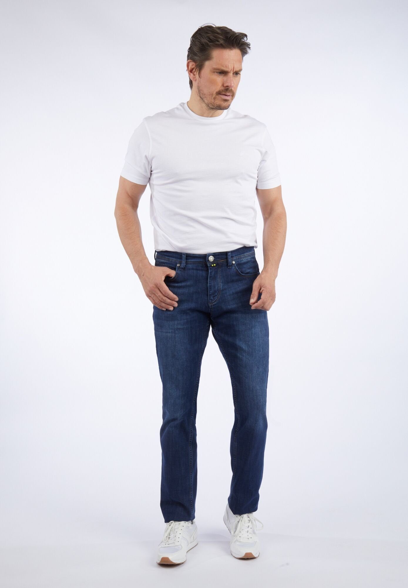 HECHTER PARIS Straight-Jeans im Stone-Washed-Look