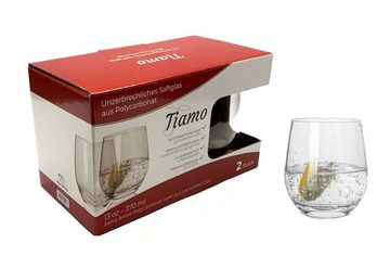 Gläser-Set Tiamo Wasser Glas 2 Stück (13 oz) 370 ml, Camping Tumbler Gläser aus Kunststoff bruchfest kratzfest